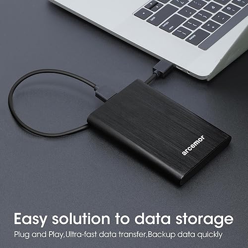 Miniatura 3 de arcemor Disco duro externo portátil de 500 GB USB3.0 Ultra Slim HDD de 2.5 pulgadas para PC, Mac, laptop, Chromebook, Xbox One (negro, 500GB)