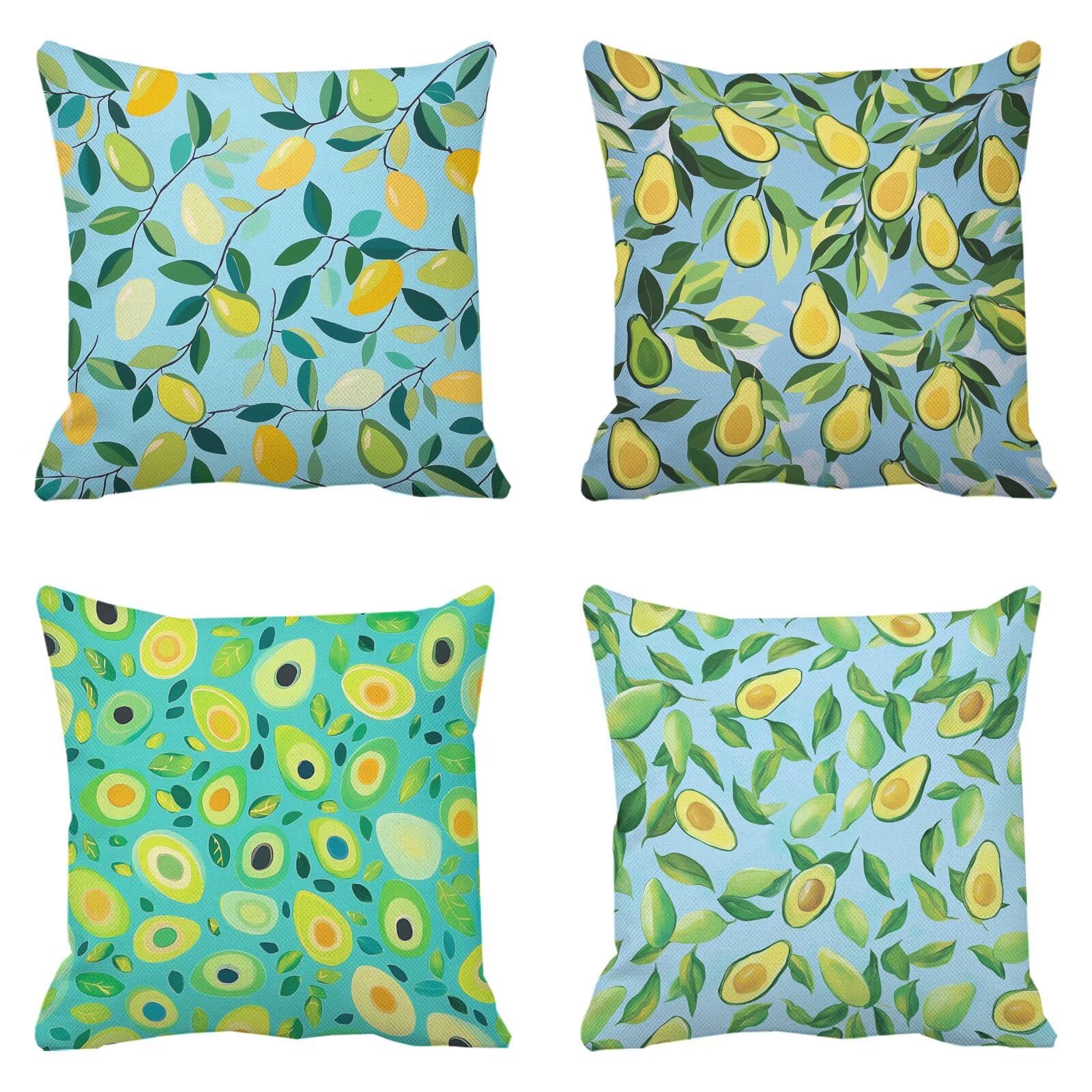 Housse coussin 30x30 imperméable vert et bleu taie oreiller canapé balcon k-1057