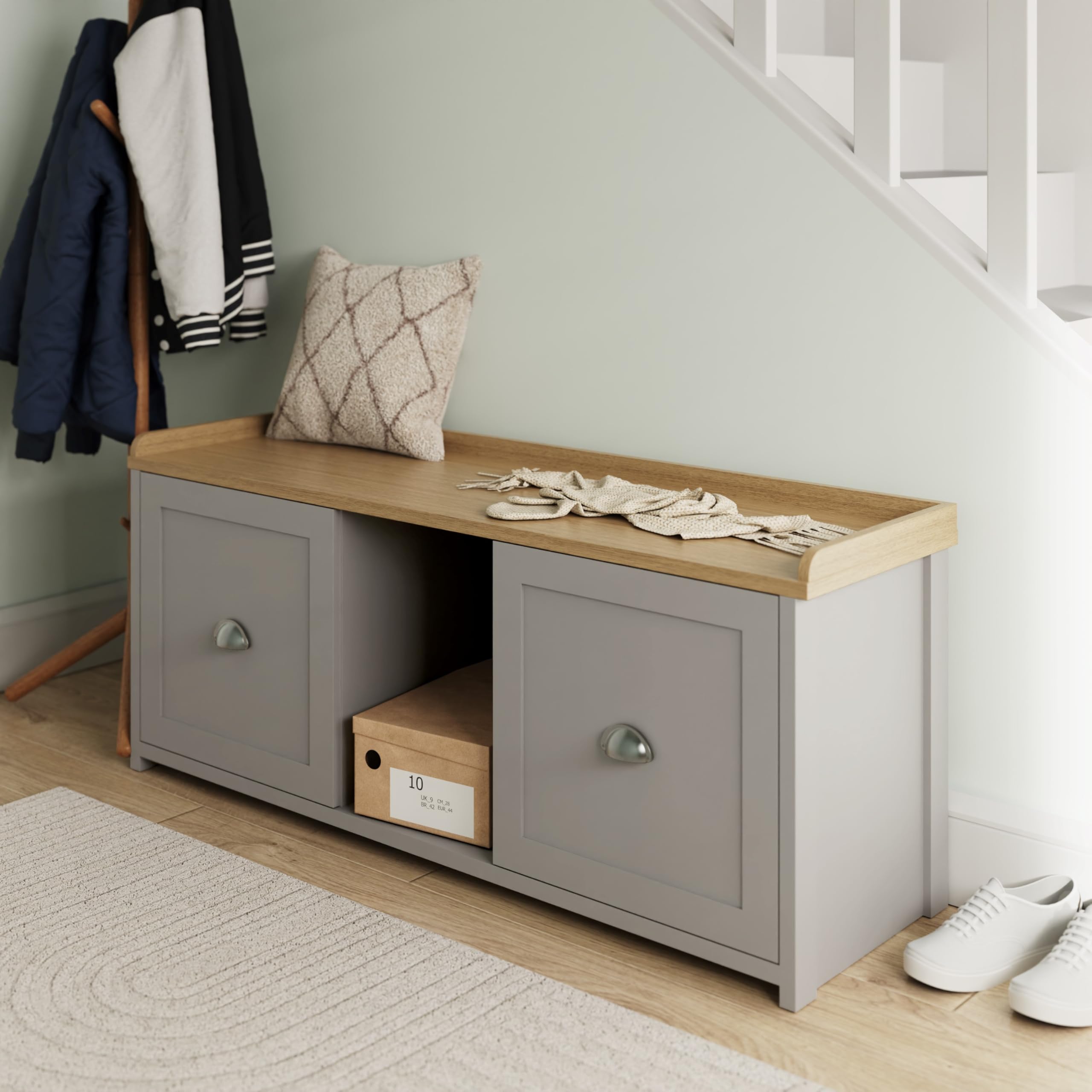 Gfw Lancaster 2 Door Shoe Bench - Grey - Fsc&Reg; Certified