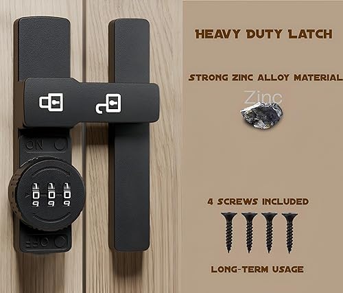 Miniatura 3 de Cerradura de puerta de granero - Cerradura de conexión de 3 dígitos para puerta de granero de 180 grados - Cerradura de puerta de seguridad para el