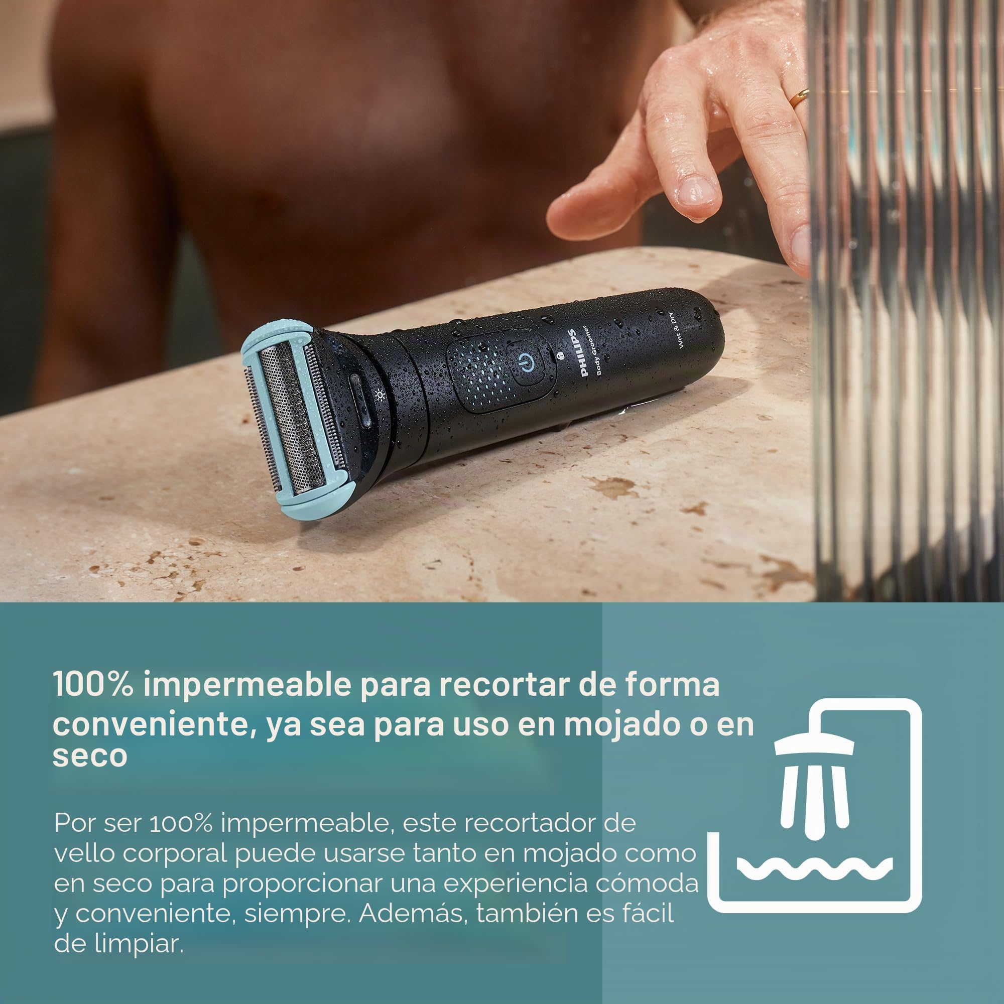 Philips Body Groomer BG7470/15 | Recorta y afeita el vello corporal | Mojado y seco | Cabeza flexible sigue el cuerpo | Resultados suaves y agradables al tacto | Peines 1-3 y 3-7 mm + peine de área
