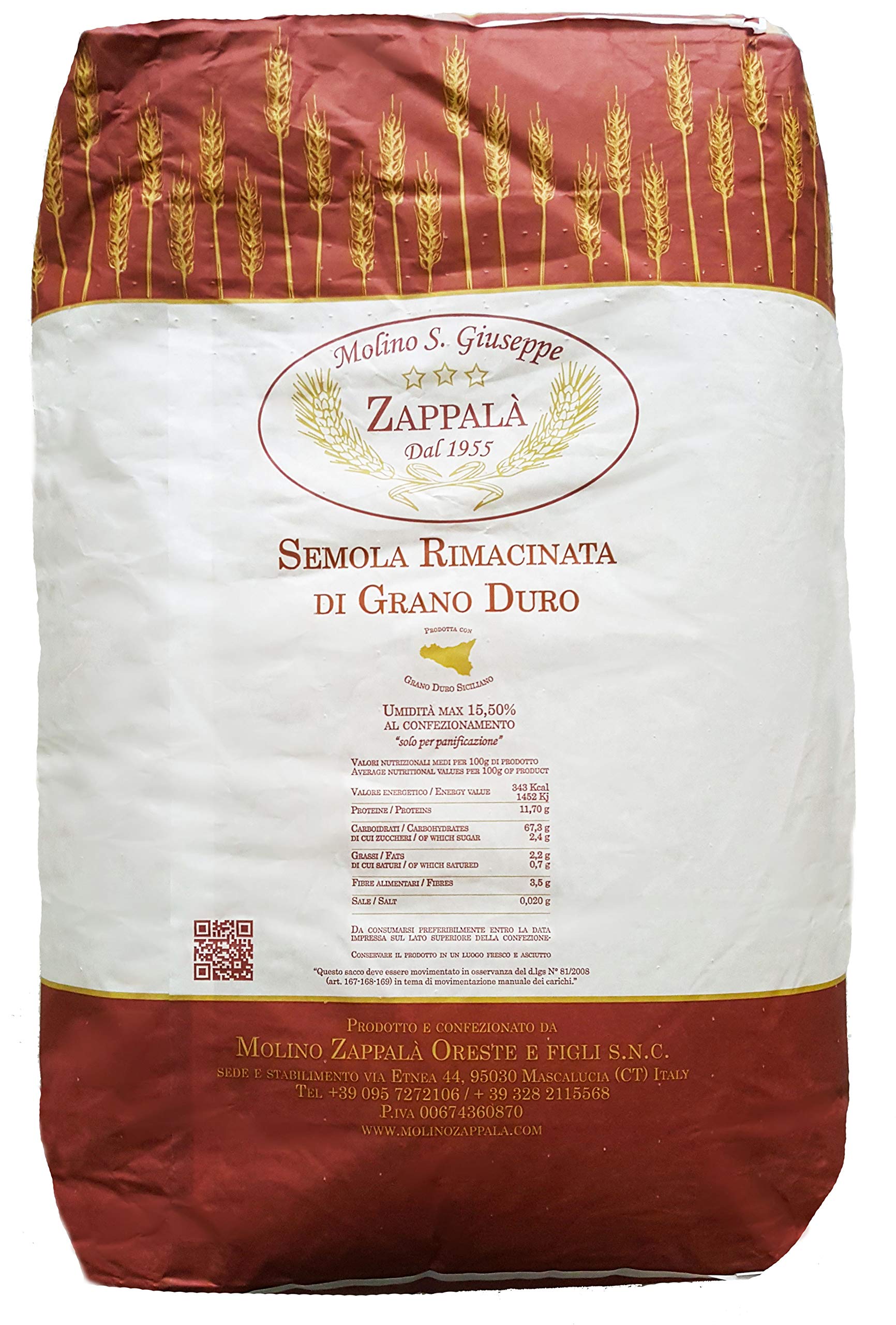 25Kg Semola rimacinata di grano duro siciliano tipo SPECIALE-MOLINO ZAPPALA'