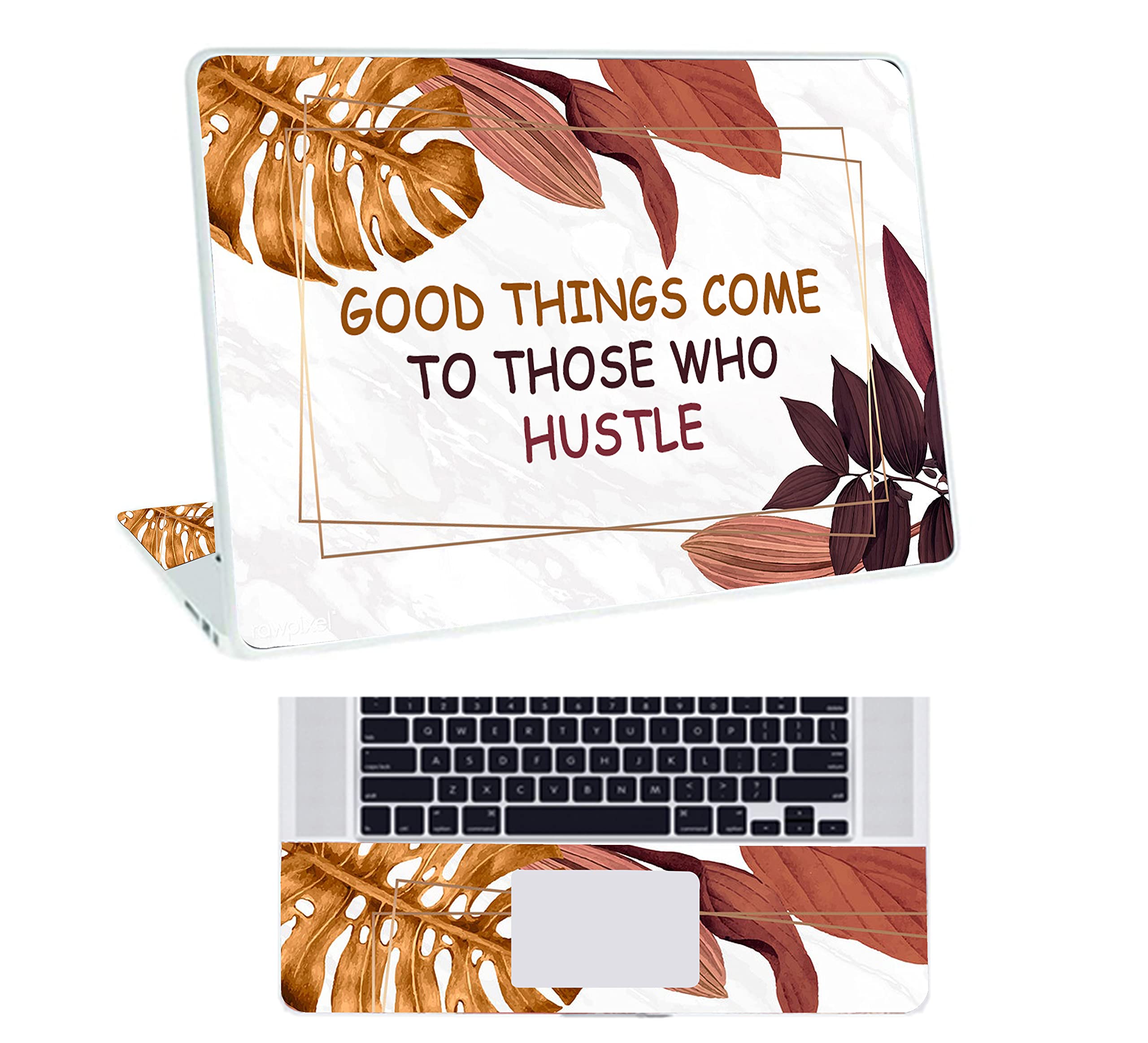 Inkykart Floral D18 Top+Wrist Pad Vinyl Laptop Skin/Sticker/Cover for 14 Inches Laptops Laminated-Removable-HD Quality Compatible for Hp-Dell-Sony-Lenovo-Asus etc.(13.8x9.6 Inches)