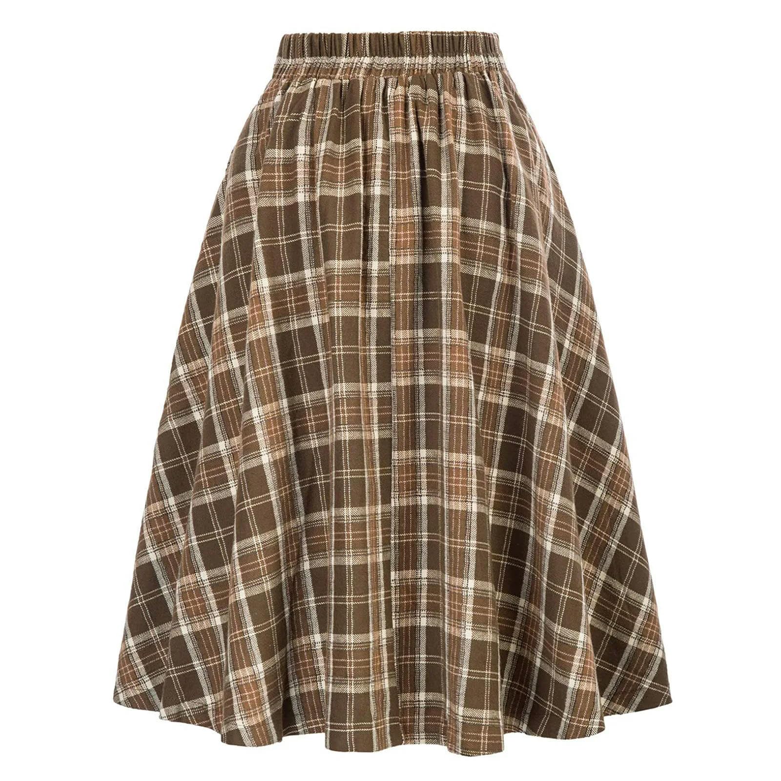 MdybF Czarna spódnica damska plisowana spódnica w kratę jesień zima wysoka talia styl preppy spódnice midi guzik dekoracja spódnica