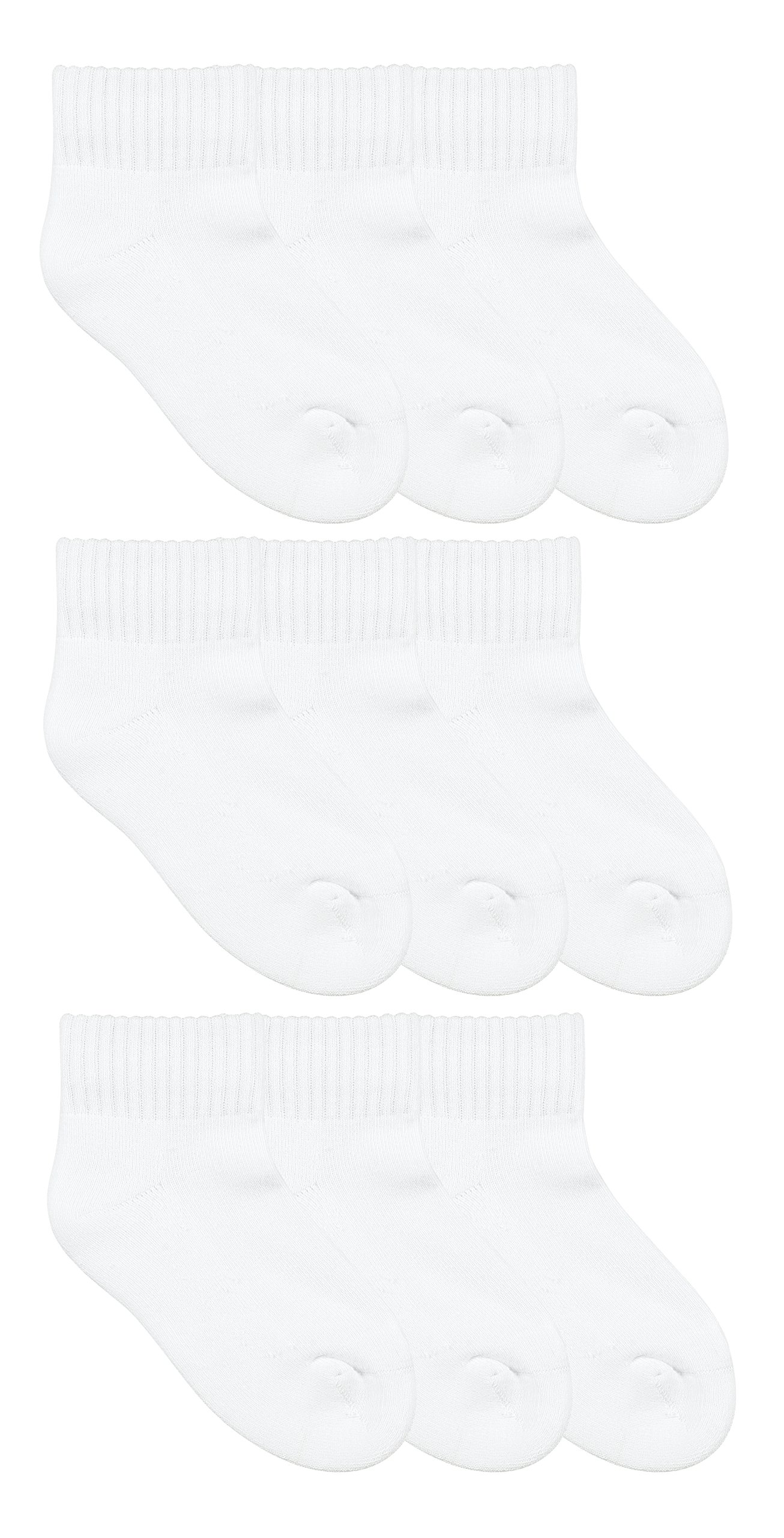 Jefferies Socks Boys Girls School Uniform Seamless Half Cushion Quarter Sport Socks 9 Pair Pack