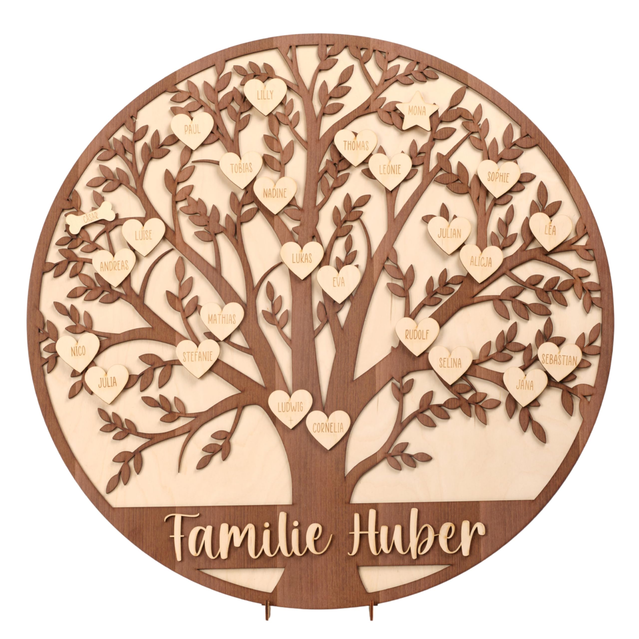 Familien-Stammbaum aus echtem Holz – Handmade, individuell gravierbar & hochwertig verarbeitet – personalisiere jetzt Dein ganz persönliches Erinnerungsstück! (XL)