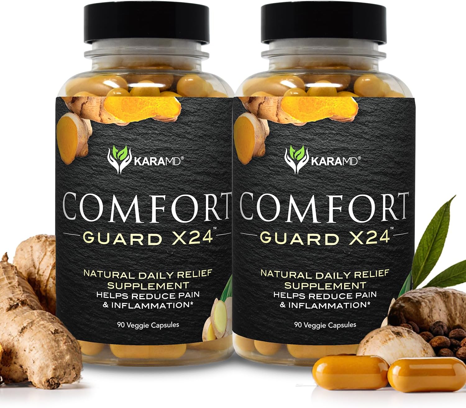 KaraMD Comfort Guard X24 | Joint & Movement Support Supplement | Turmeric Curcumin, Boswellia & Ginger | Ease Muscle Discomfort & Joint Stiffness | Non-GMO, Gluten Free & Vegan Friendly (2 Pack)