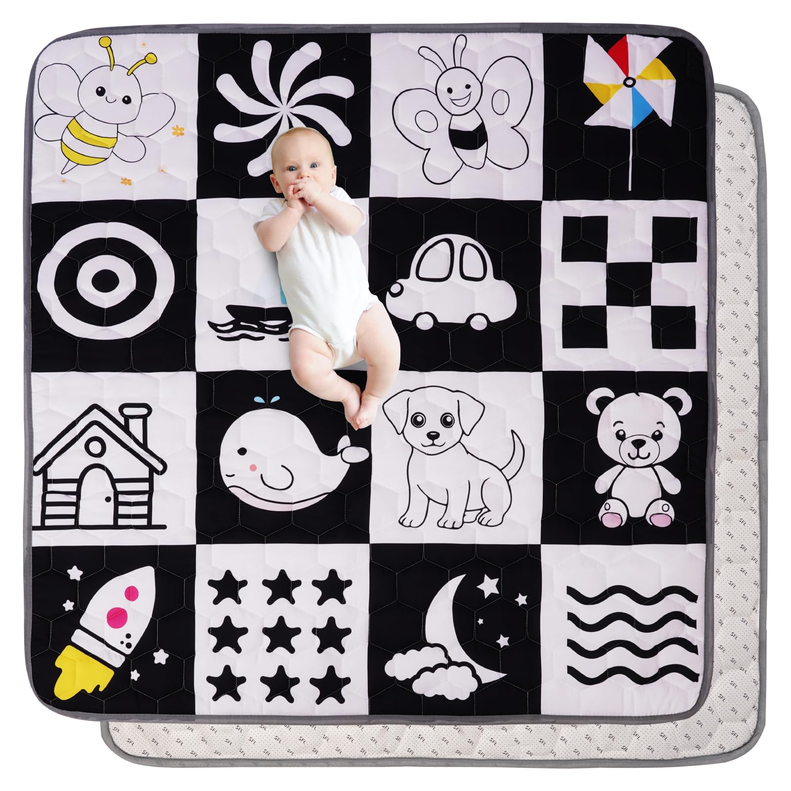 FAMOPLAY Baby Play Mats for Floor, 50x50 Playpen Mat, Premium & Thicken Soft Foam Play Mat for Baby, Non-Slip Cushioned Floor Mat for Baby, Machine