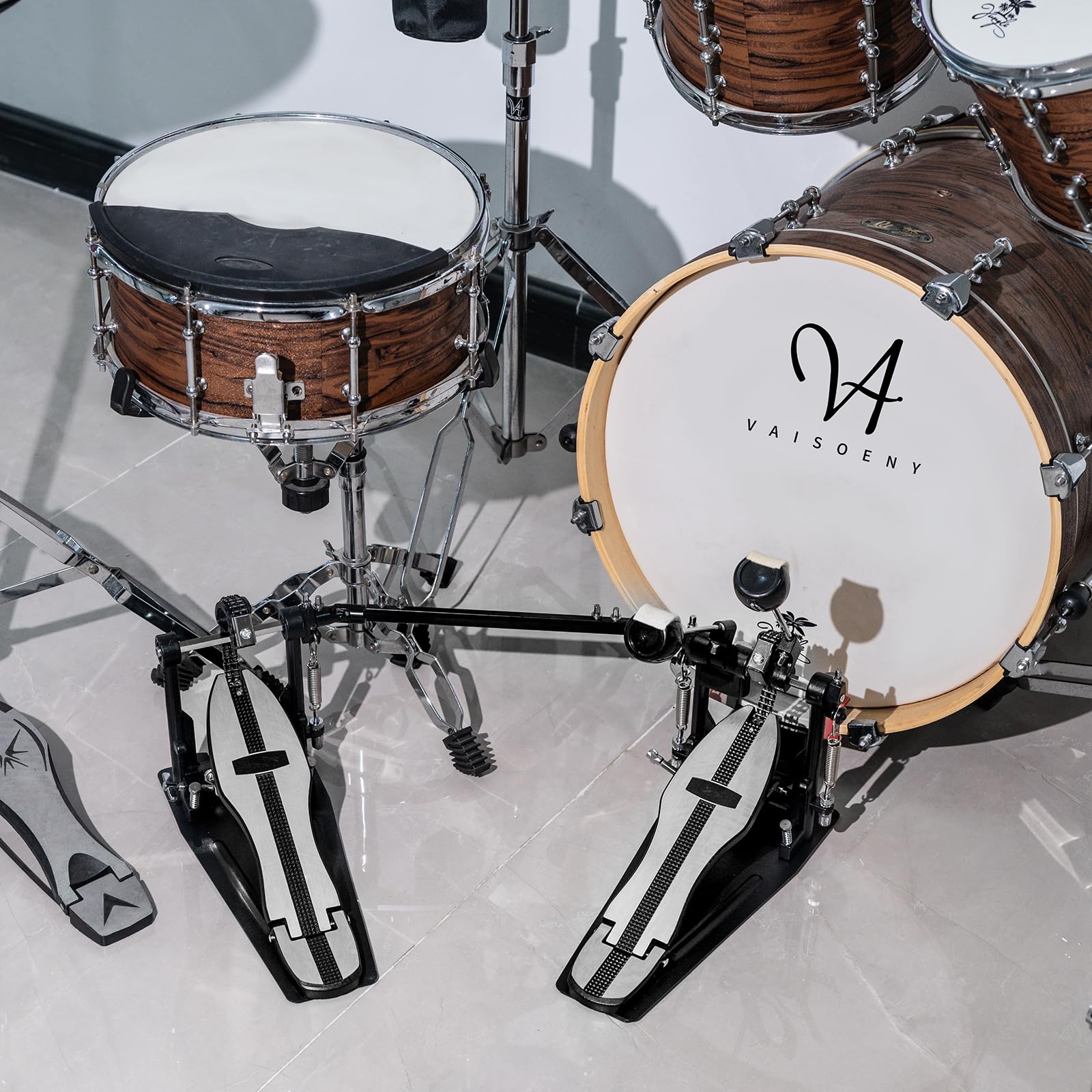 Doble pedal bombo, pedal de bombo doble con doble cadena, accesorios de percusión profesional (V-SZ11) | Pedal de bombo doble con doble cadena, respuesta directa, base estable, rendimiento ajustable para bombo