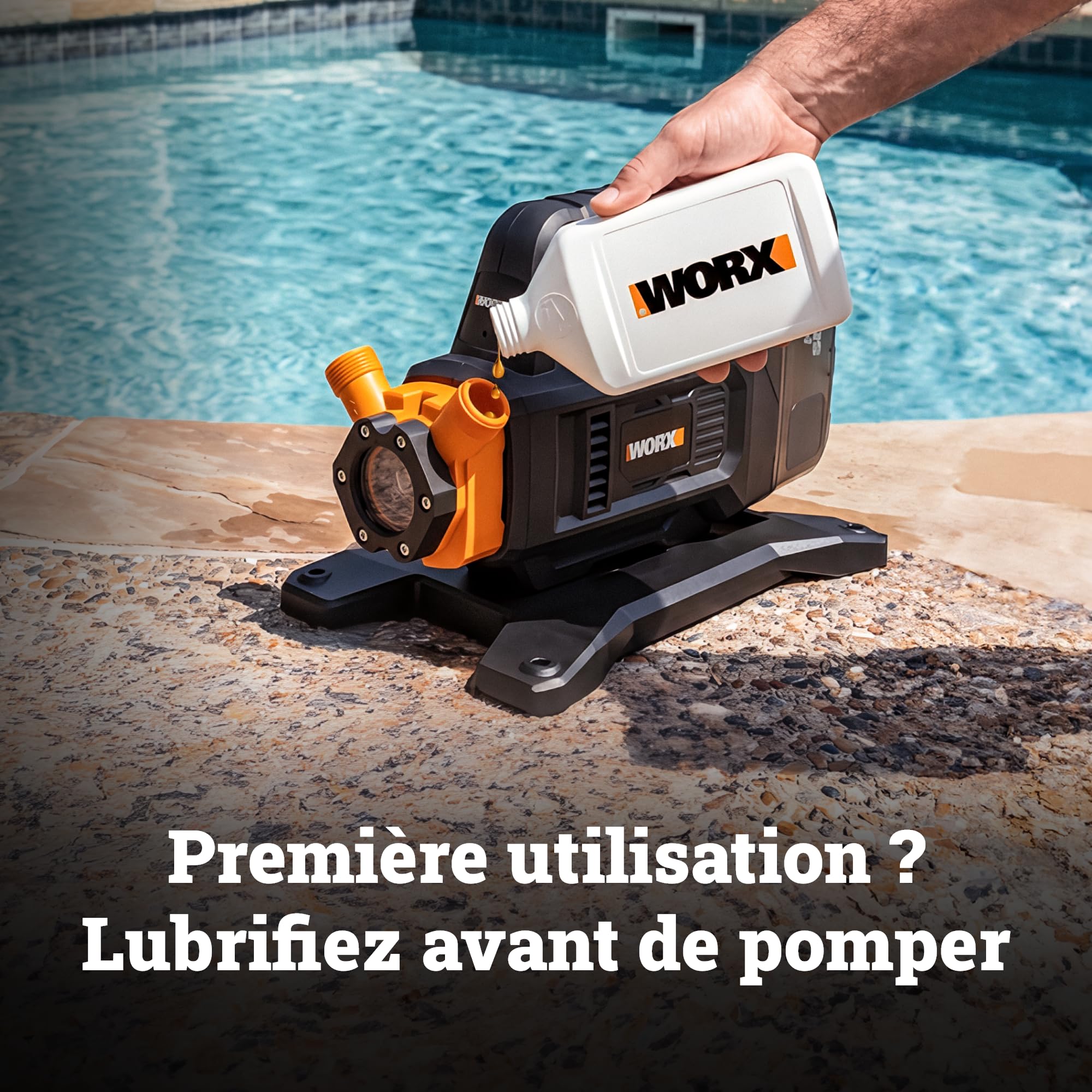 WORX Pompe de transfert sans fil 20V WG830E.9 | Débit jusqu'à 1300 l/h, fonctionnement sans amorçage, compacte et compatible PowerShare