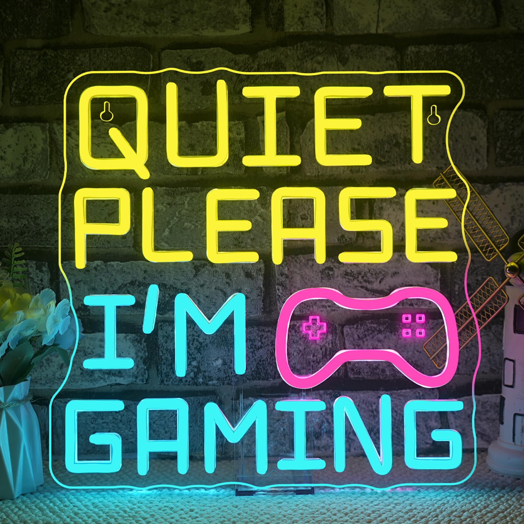 VYXIN Quiet Please I'm Gaming Neon Light Sign,Game Neon Sign,Gaming Led Signs Suitable For Decorating Places Such As Playroom,Game Room,Bedroom,Manhole,Family Room,Gift