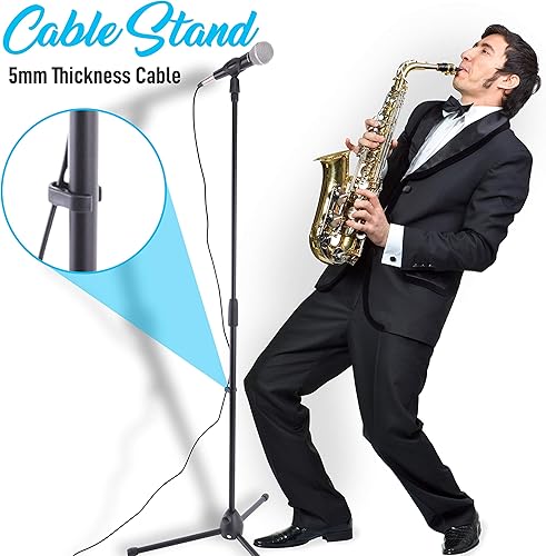 Miniatura 5 de Pyle Kit de micrófono dinámico de mano profesional, micrófono vocal unidireccional con cable con bolsa de transporte, soporte de micrófono de metal,