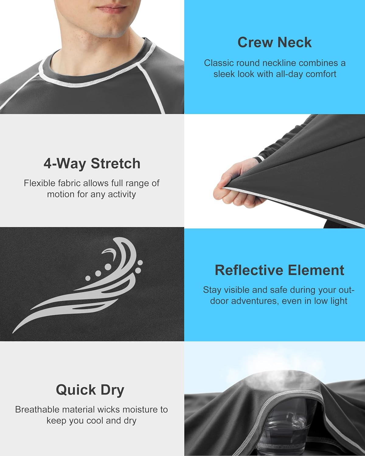 Roadbox Mens Sun Protection Swim Shirt, Long Sleeve UPF 50+ Rash Guard, Quick-Dry Fishing Shirts for Beach Surfing Hiking - Image 4