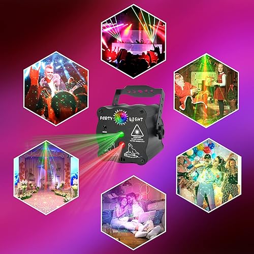 Miniatura 6 de Luces de fiesta, luz RGB de proyección de escenario de discoteca DJ con control remotosonido activado, mini luz estroboscópica portátil LED luces de