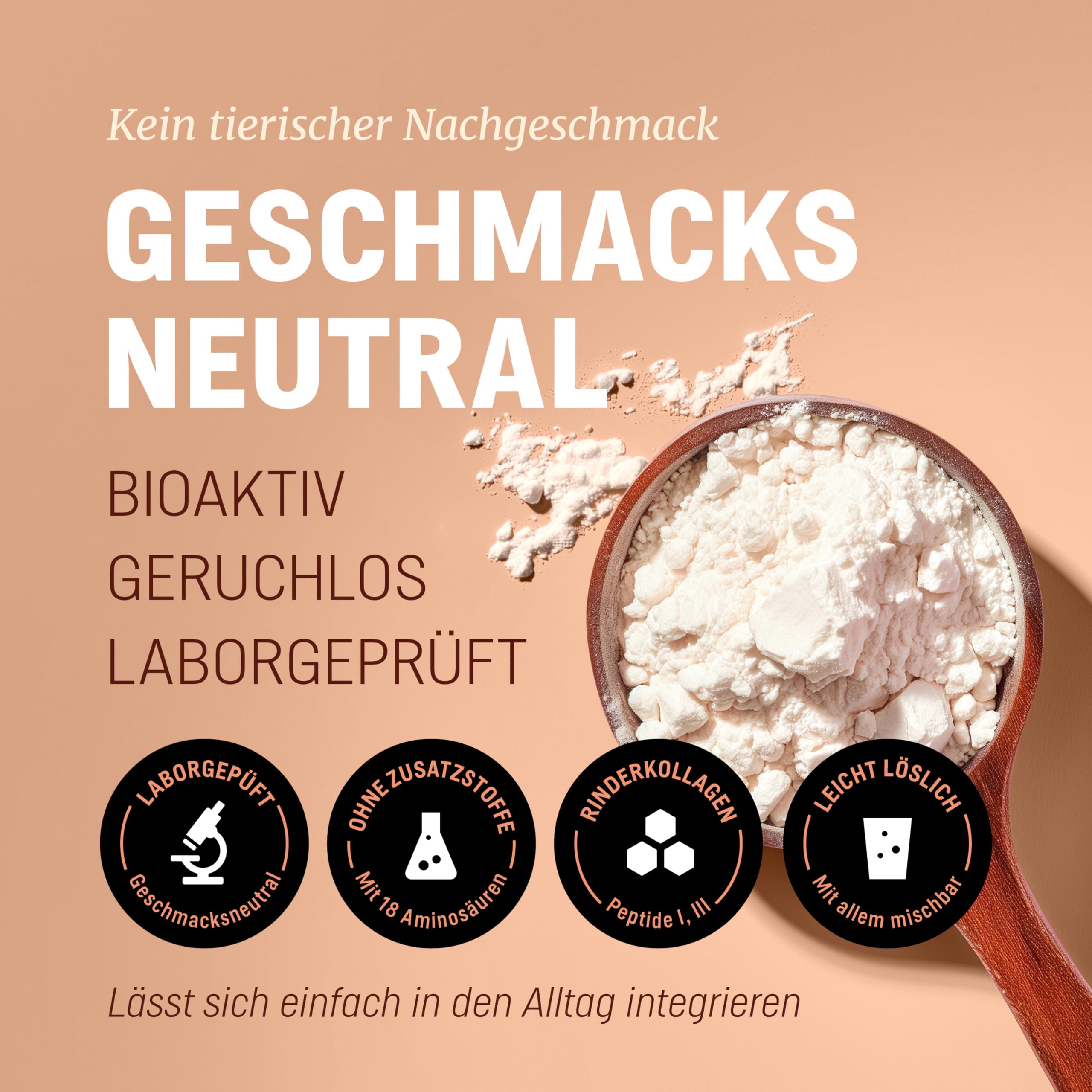 WoldoHealth Kollagen Pulver 500g Typ I & III - Hydrolysiertes Collagen Protein Peptide, Rinderkollagen aus Weidehaltung, Geschmacksneutral & Leicht Löslich, Ohne Zusatzstoffe | Leicht löslich in Kaffee, Tee, Shakes und Smoothies, 25 Portionen