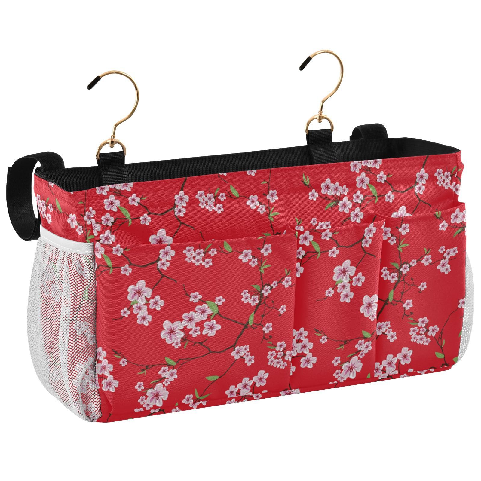 YOUJUNER Blossom Flower Bedside Hanging Bed Organizer Storage Bag Pocket College Dormitory Bedside Cloth Hanging Basket Bed Clutter Sorting Book Storage Bag