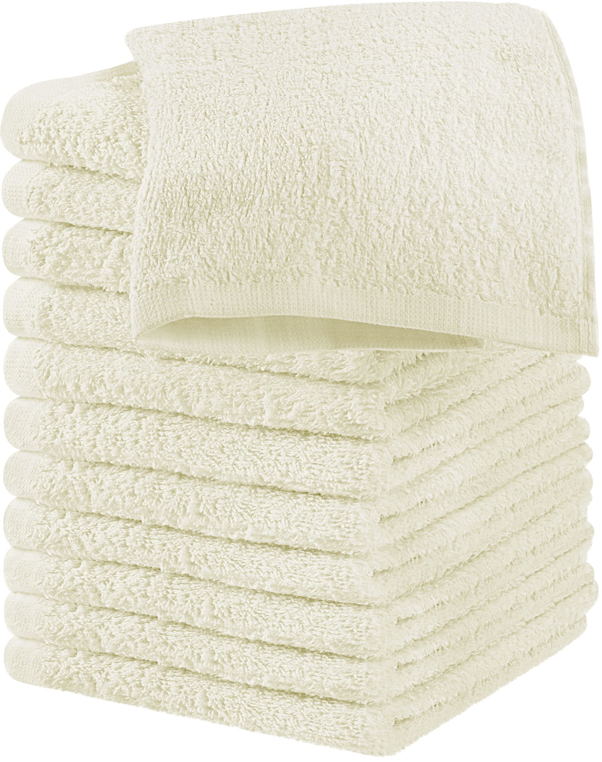 Utopia Towels 12 Pack 100% Cotton Washcloths Set, Flannel, Soft, Ivory