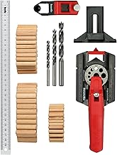 kwb Dowel Aid / Dowel Gauge Set Including 50 Dowels and 1 Drill Bit 6, 8, 10 mm with 30 cm, 3-12 mm Drill Holes with Core Hole Dimensions, Straight Drilling in Wood, Metal, 153-Piece Set with Drills