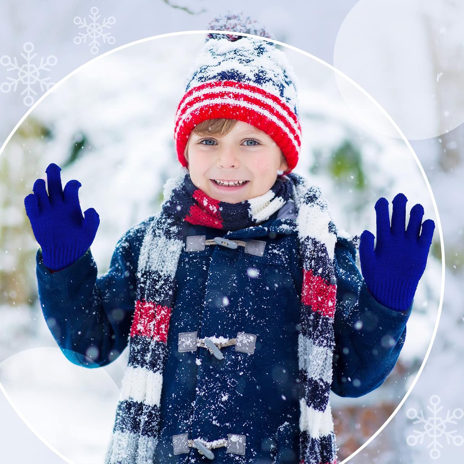 Neer 24 Pairs Kid's Gloves Winter Warm Stretchy Knitted Gloves Bulk Winter Finger Mittens for Boys Girls 7-12 Years - Image 5