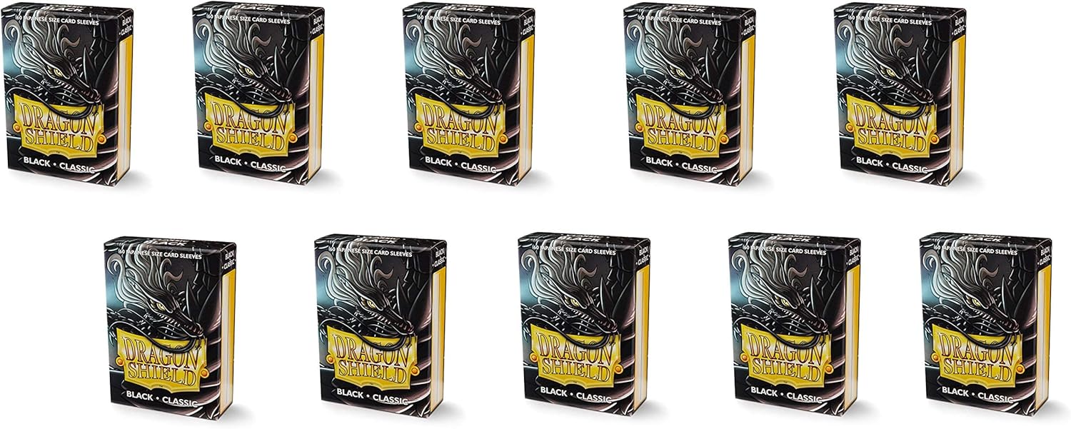 10 Packs Dragon Shield Classic Mini Japanese Black 60 ct Card Sleeves Display Case …