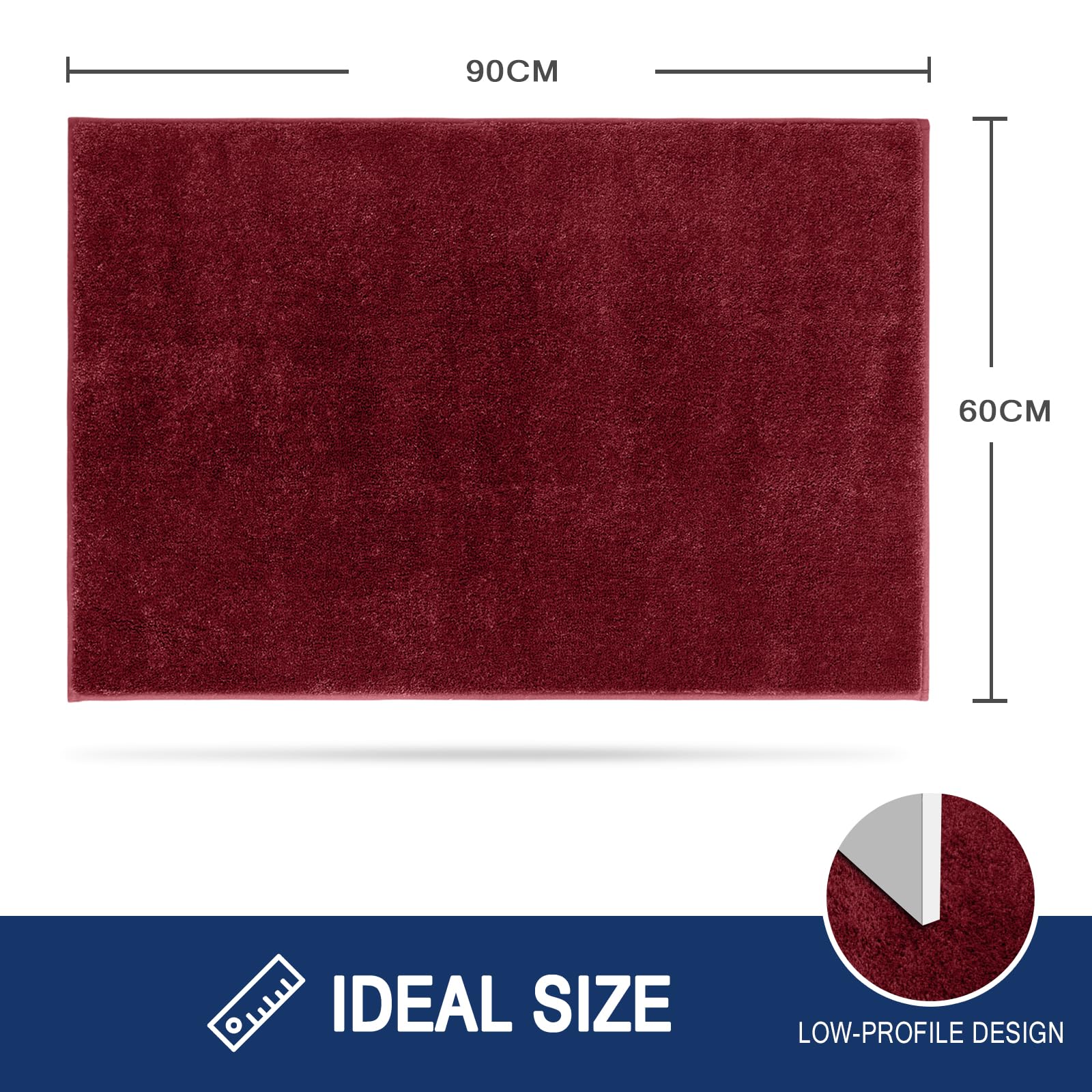 FCSDETAIL Zerbino Trappola Sporco 60 x 90 cm, Tappetino Antiscivolo Lavabile in Lavatrice, Zerbino d'Ingresso con Microfibre Morbide Assorbenti per Cane, Ingresso, Porta e Corridoio