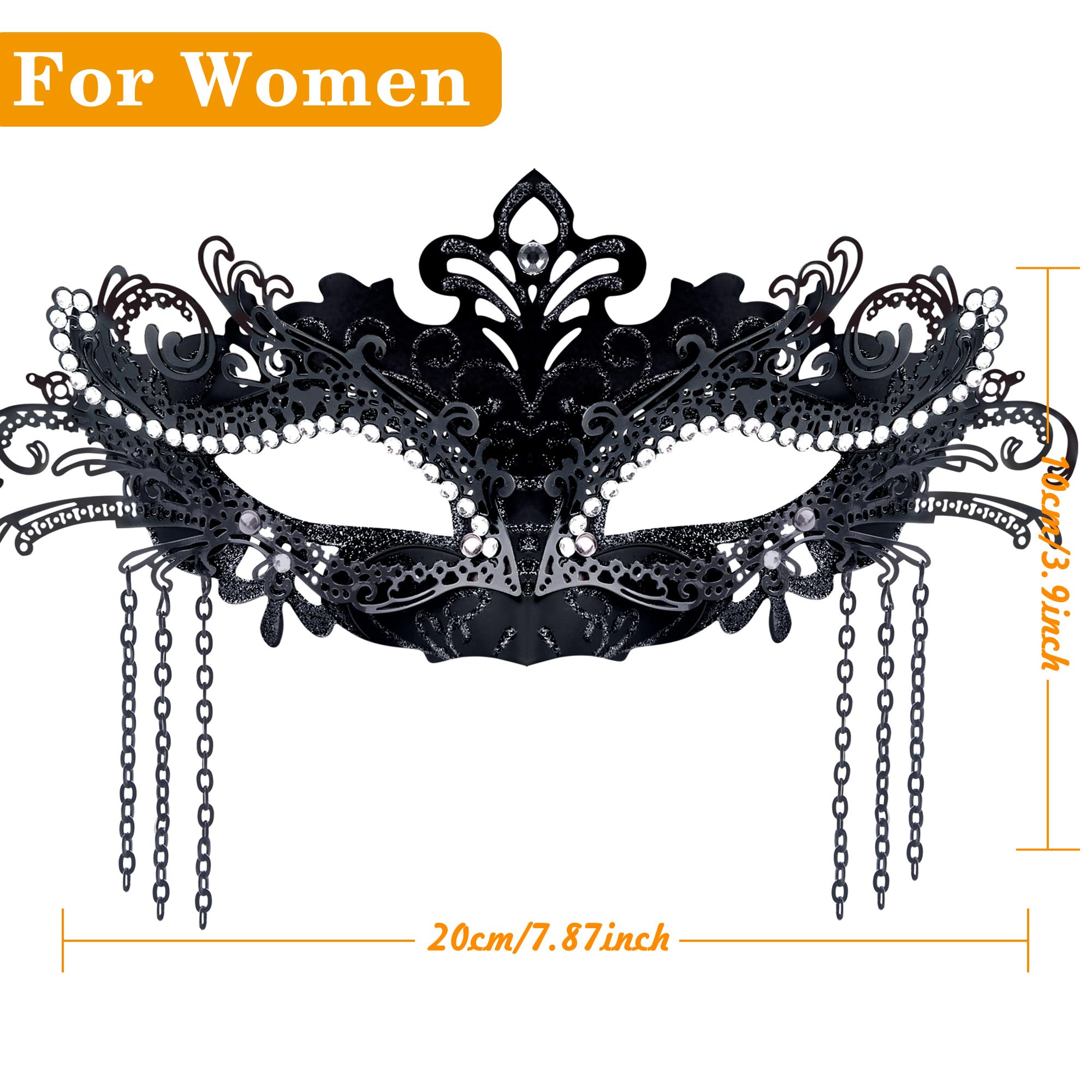 SIQUK Couple Masquerade Masks Metal Venetian Party Mask Halloween Costume Mask Mardi Gras Mask for Couples Women and Men: Swan Black & Blue