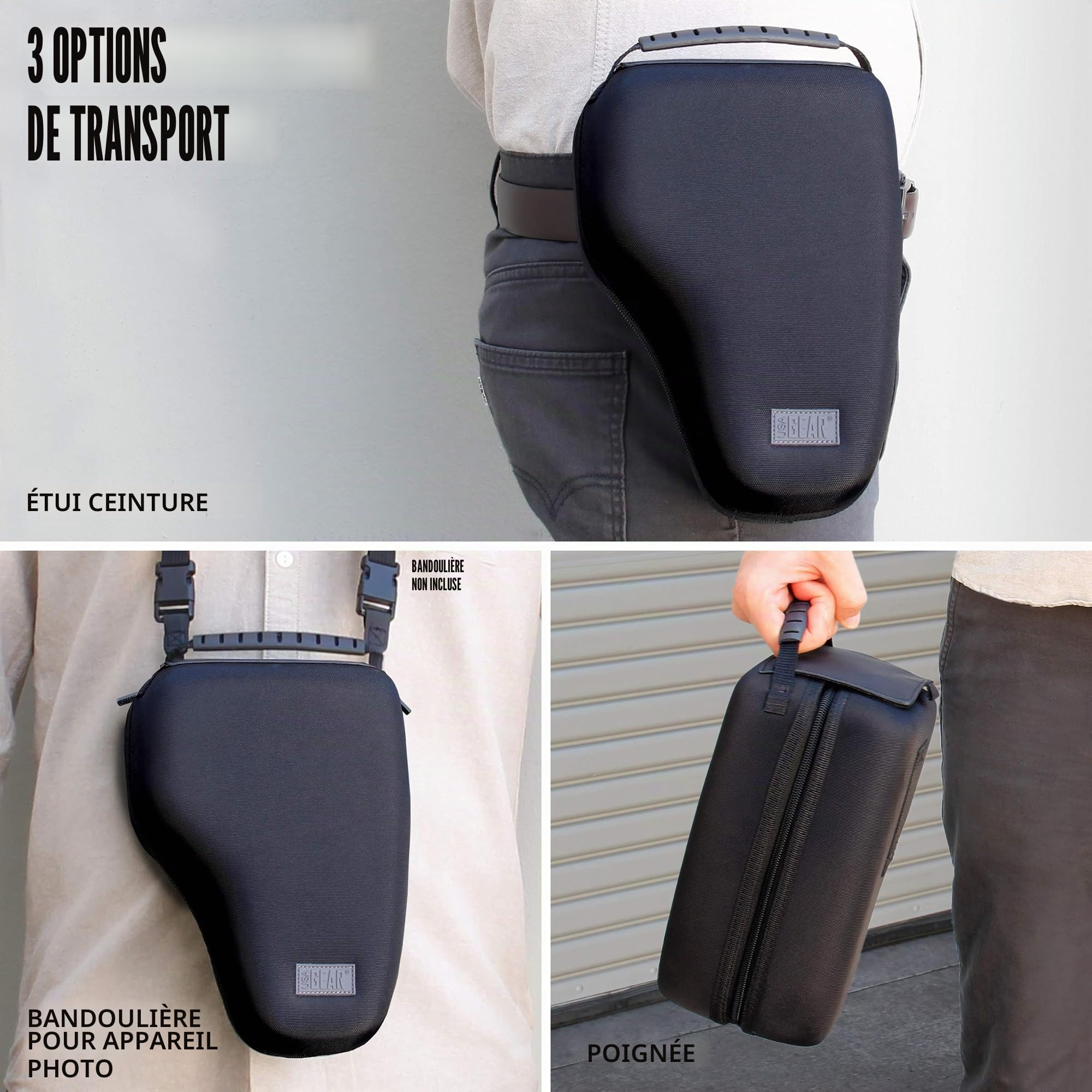 USA Gear Coque Dure Appareil Photo DSLR à Accès Rapide avec Intérieur Rembourré, Boucle de Ceinture et Poignée Recouverte de Caoutchouc - Compatible avec Nikon, Canon, Pentax et Plus ! - Noir