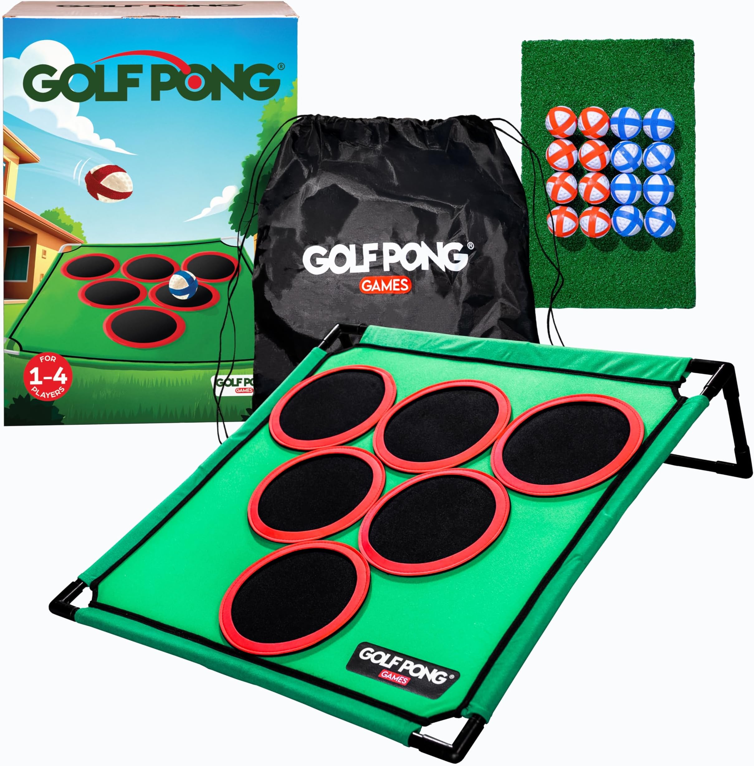 - Golf Pong Game Set, Jumbo Backyard Lawn Game, Portable Indoor-Outdoor Chipping Golf Gift for Men, Women & Family
