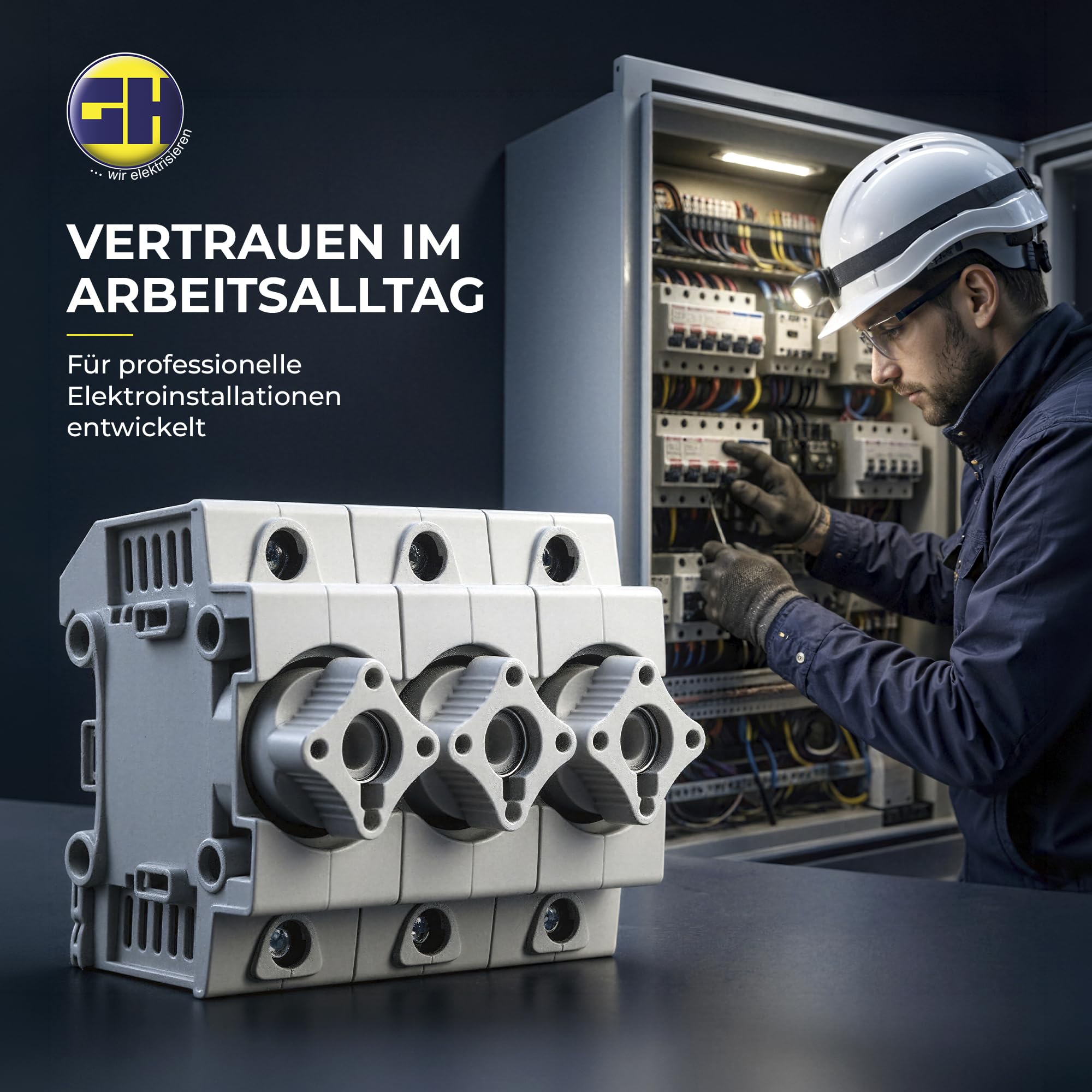 grenda-hammer® | Neozed Sicherungssockel mit Schraubkappen und 3x Schmelzsicherungen (D02-3x63 Ampère (kupfer))