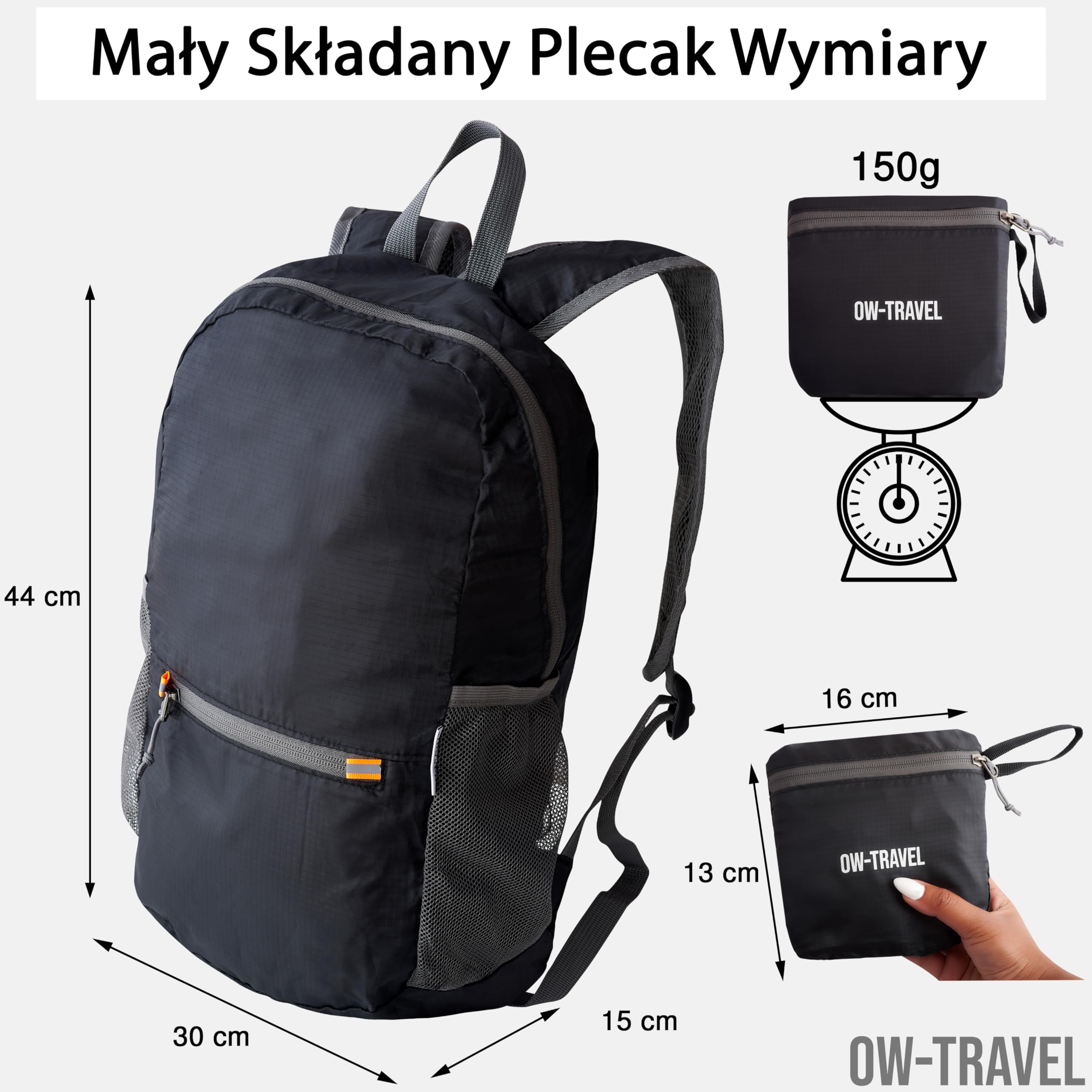 OW-Travel Lekki plecak Składany plecak. Oszczędność miejsca Mały składany plecak Lekkie przechowywanie 20L: Jednodniowe wycieczki, wypady do miasta, zakupy: Niezbędnik na wakacje