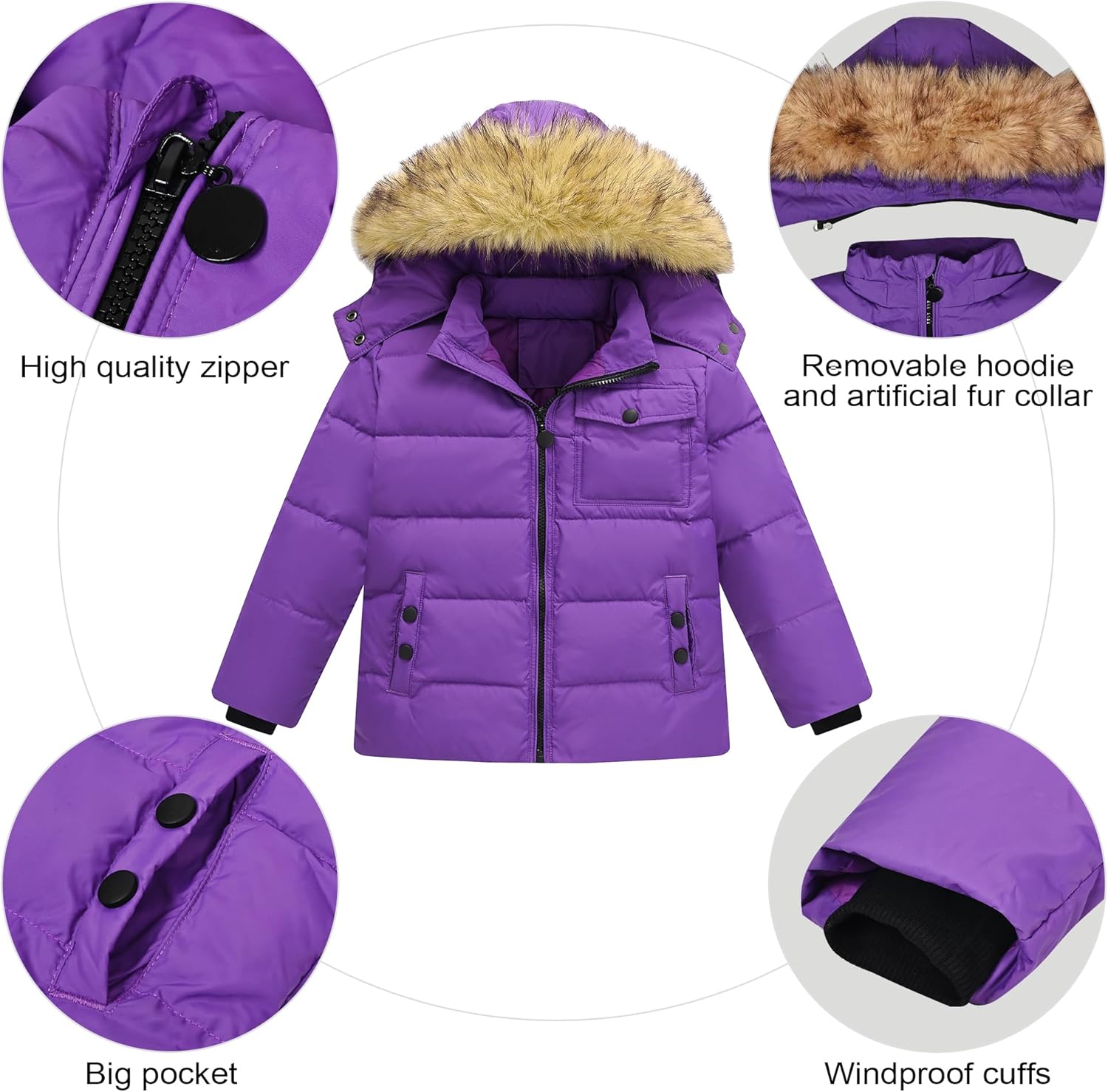 Toddler Snow Suit, Girls & Boys Snowsuit Toddler, Infant Baby Snow Suit, Kids Winter Coat and Snow Pants Set 2-6T