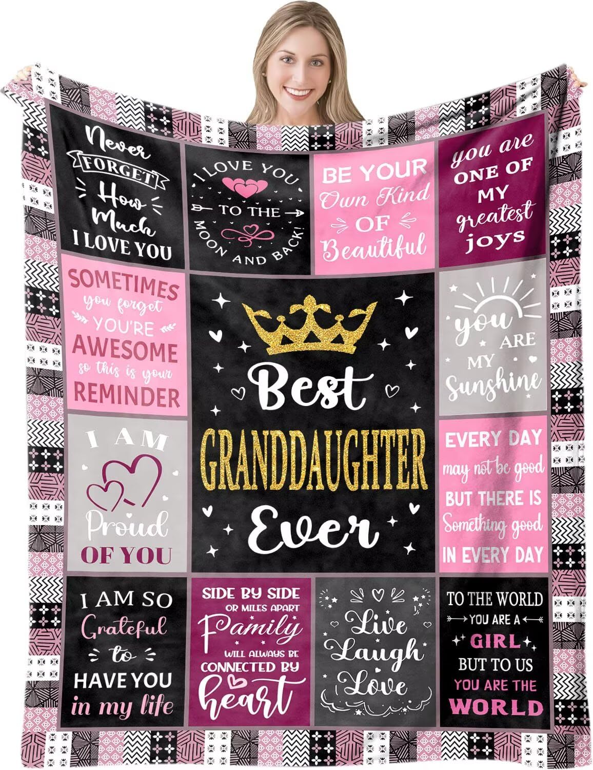ACAATVE Granddaughter Gifts from Grandparents - Personalised 18th Birthday Christmas/Anniversary/Graduation Presents for Granddaughter, To My Granddaughter Flannel Throw Blanket from Grandma Grandpa