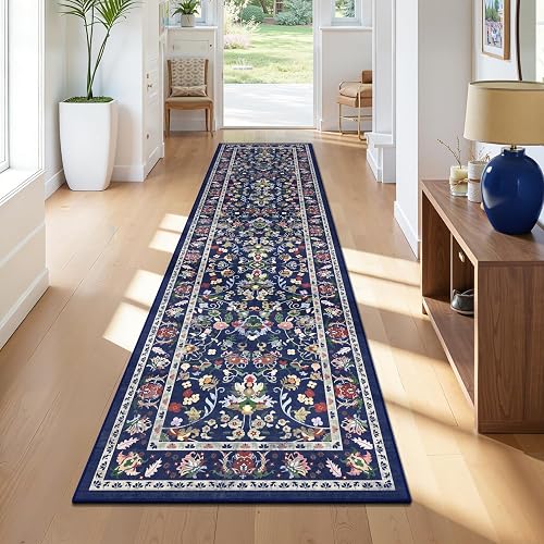 LOKHOM 2x8 Vintage Hallway Runner Rug Vibrant Blue