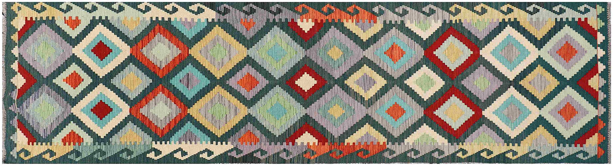 Tapis tissé à la main Afghan Maimana, l'élégance du kelim géométrique