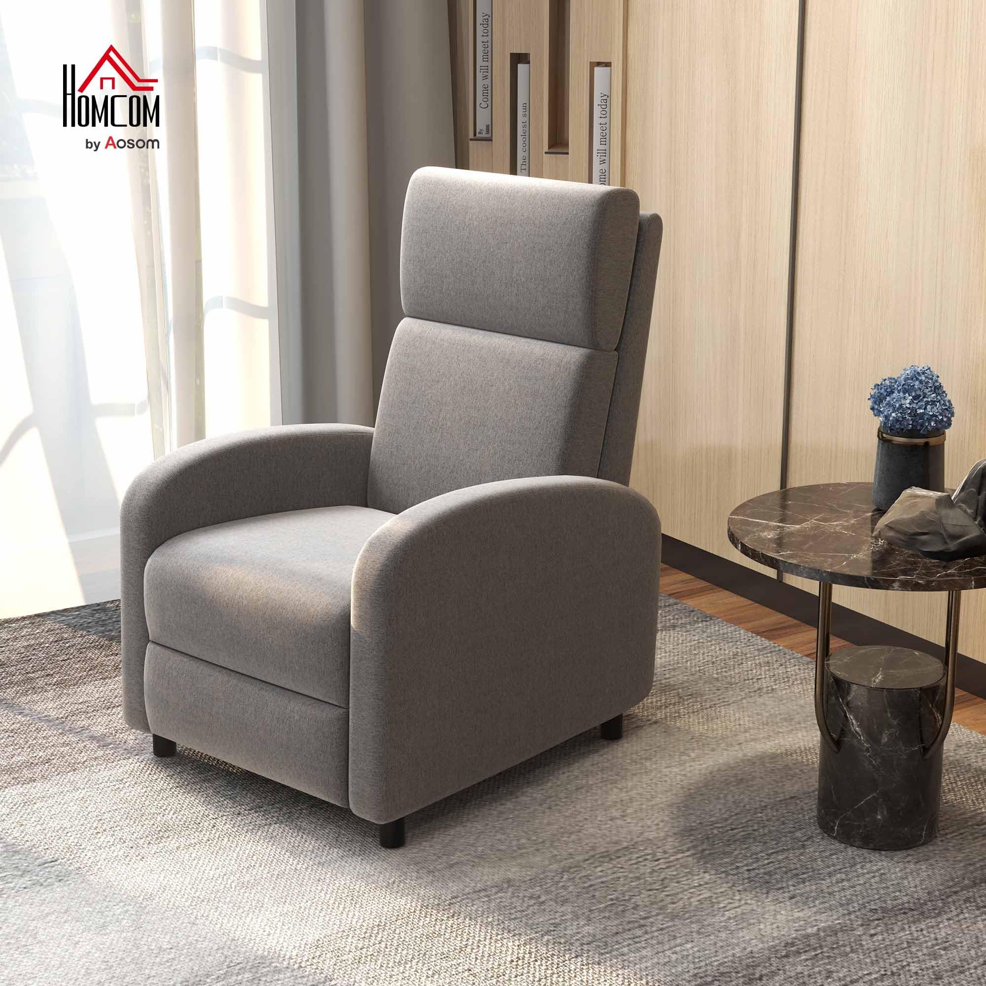 HOMCOM Fauteuil Relax Fauteuil de Relaxation inclinable Salon avec Dossier réglable jusqu'à 160° manuellement, Repose-Pieds intégré pour Salon Chambre Bureau Home cinéma, Charge 120 kg, Gris