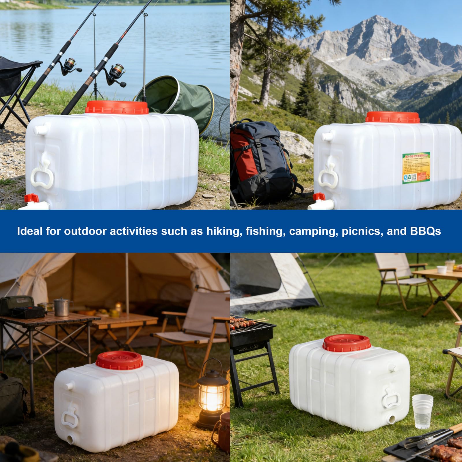 Bidón de Agua con Grifo 15-110L Portátil Depósito de Agua Contenedor para Camping Viajes, Camping, Barbacoa, Pesca, RV, Automóvil, Sin BPA(Size:30L/8 Gallon)