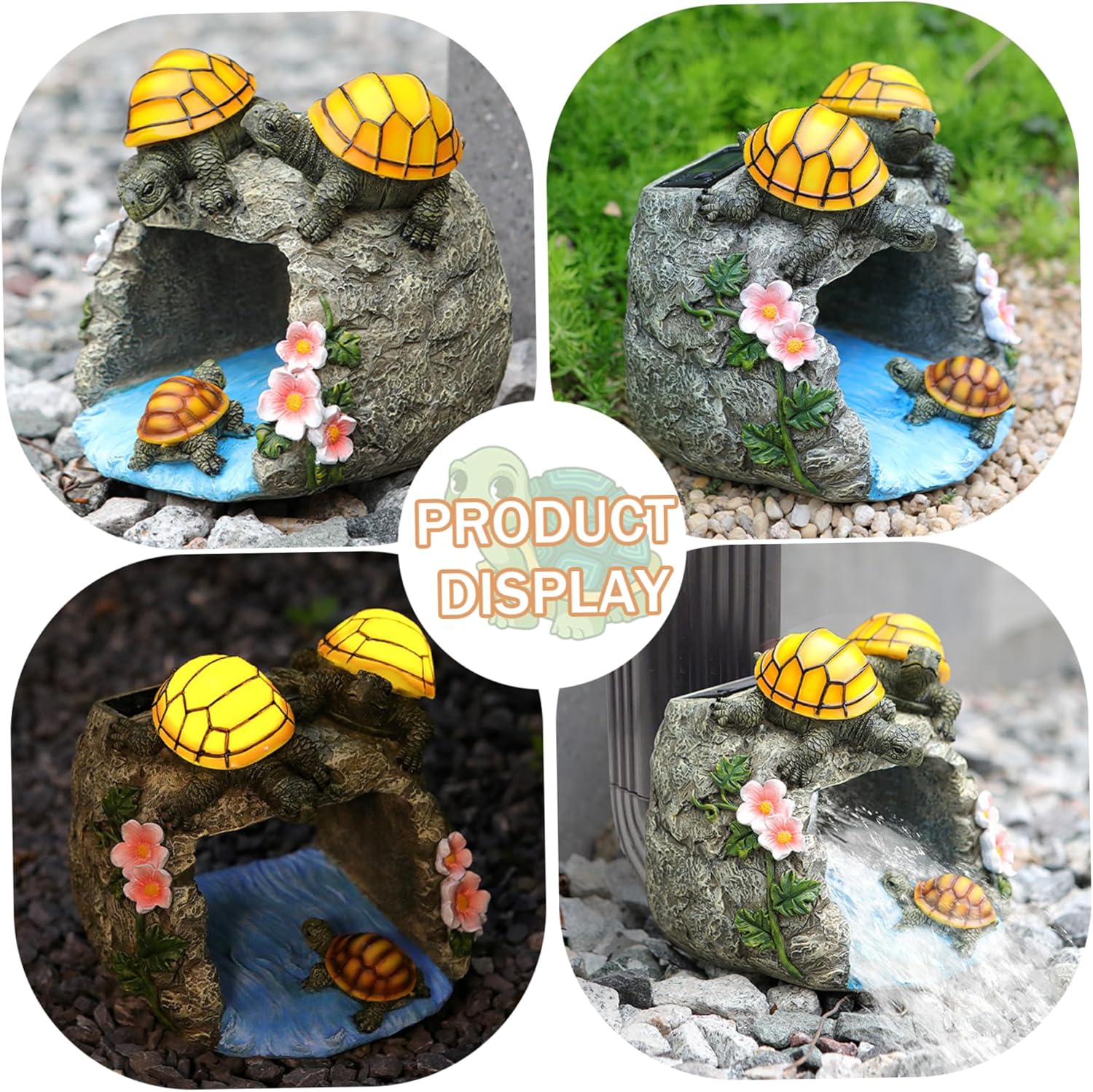 Resin Decorative Downspout Extensions, Solar Turtle Gutter Downspout Splash Block with Light, 6x5.6x6.5 Rain Gutter Splash