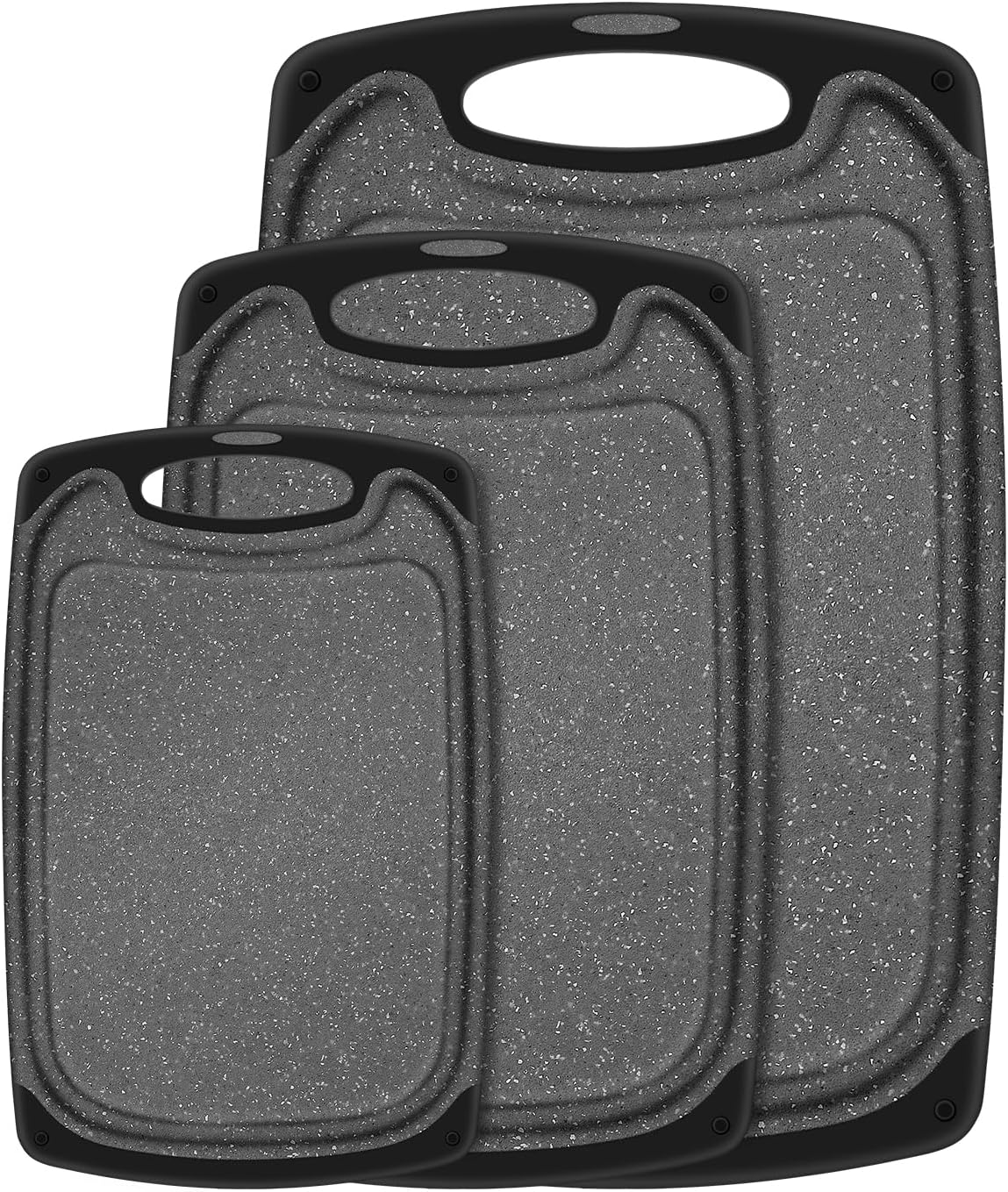 Cutting Board, Plastic, Black, 15.6 x 9.6 x 1.0 inches, 3-Piece Set, Dishwasher Safe, Rectangular, Kitchen
