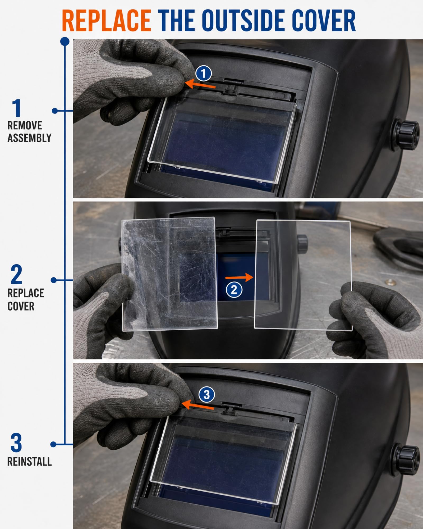 Juego de 12 lentes de repuesto para casco de soldadura de la serie Inventor (parte 770858) – Cubiertas protectoras interiores y exteriores de policarbonato transparente – Compatible con los modelos