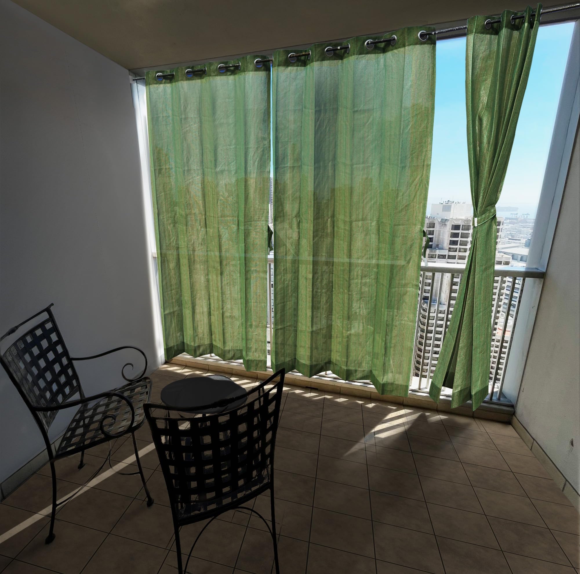 HIPPO 160 GSM Outdoor Sun Blocking Balcony Eyelet/Grommet Curtains Sun & UV Protection, Light Filtering 3FTX4.5FT Window Curtain (Camouflage-Green)-image-8