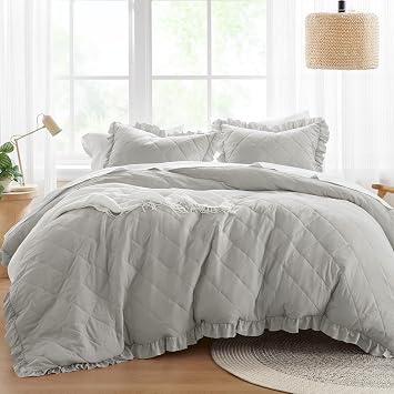 Comfort Spaces Phoebe Cotton Duvet Cover Set, Twin/Twin XL, 2 Piece, Gray