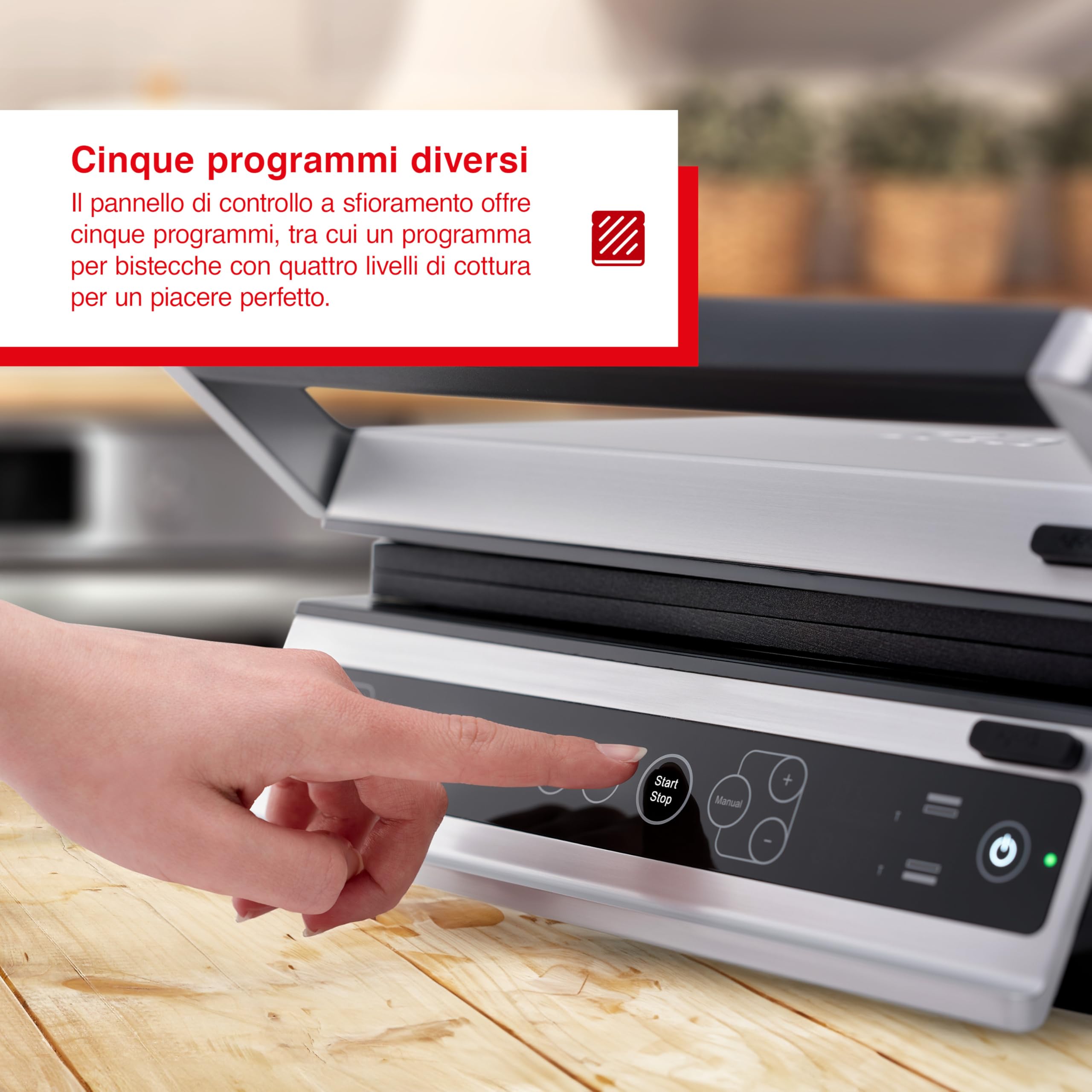 Solis Contact Grill Pro (tipo 7953) - Barbecue elettrico apribile a 180°, Panini Maker, Sandwich Tostapane, Bistecchiera per verdure, antiaderente, lavabile in lavastoviglie, acciaio inossidabile