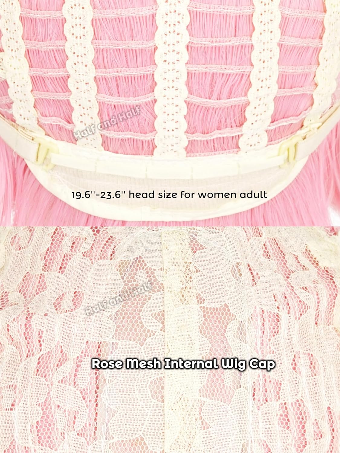 Half and Half Mado-ka Cosplay Wig 37.4'' Long Pink Anime Ponytail Wig with Bangs Dark Pink Twin Tails Pigtails Wigs for Women Halloween Party Costumes - Image 7