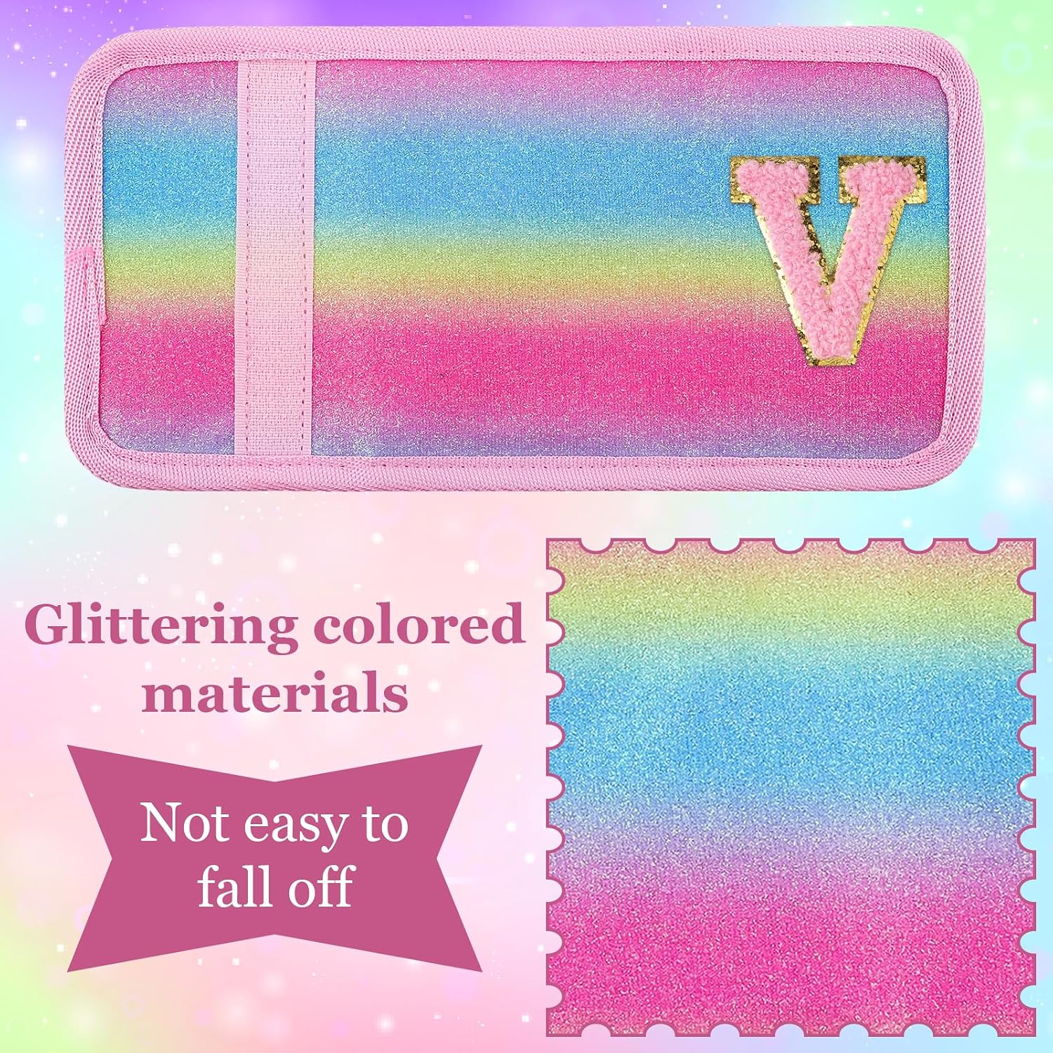 sundee Girls Wallets with Magic Sticker Glitter Wallet for Teen Initial Glitter Coin Pocket for 6-8-10 Kids Pink-V