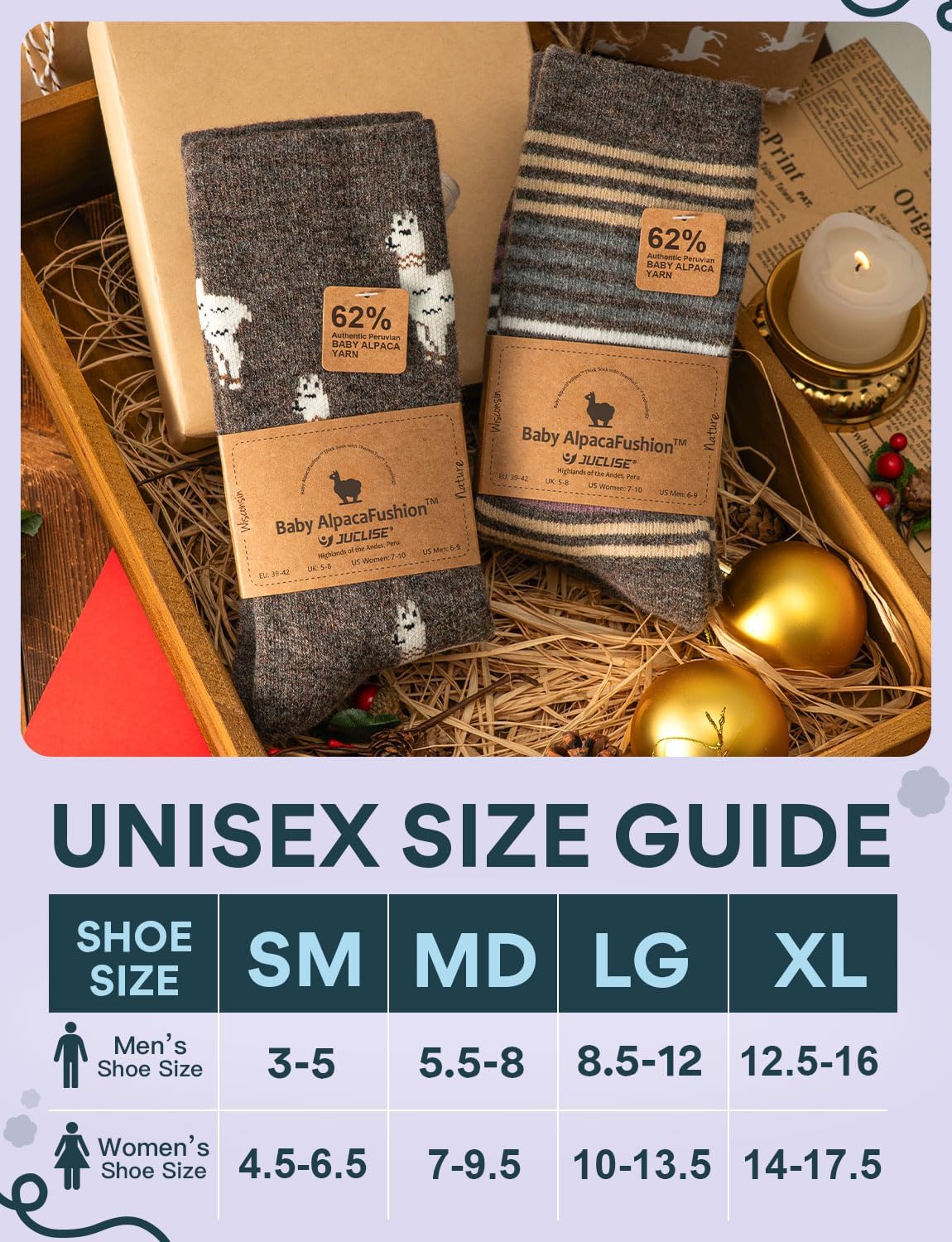 Alpaca Wool Heavyweight Crew Socks for Winter Hiking Boot Casual Socks Cold Weather Thermal Warm Thick Breathable - Image 3