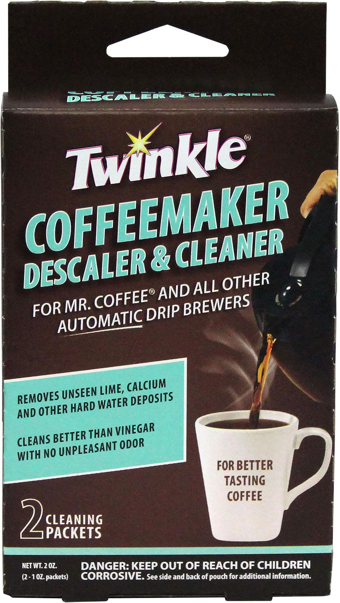 Twinkle Coffeemaker Cleaner & Descaler - Compatible with Mr. Coffee & All Automatic Drip Units (Pack of 2)