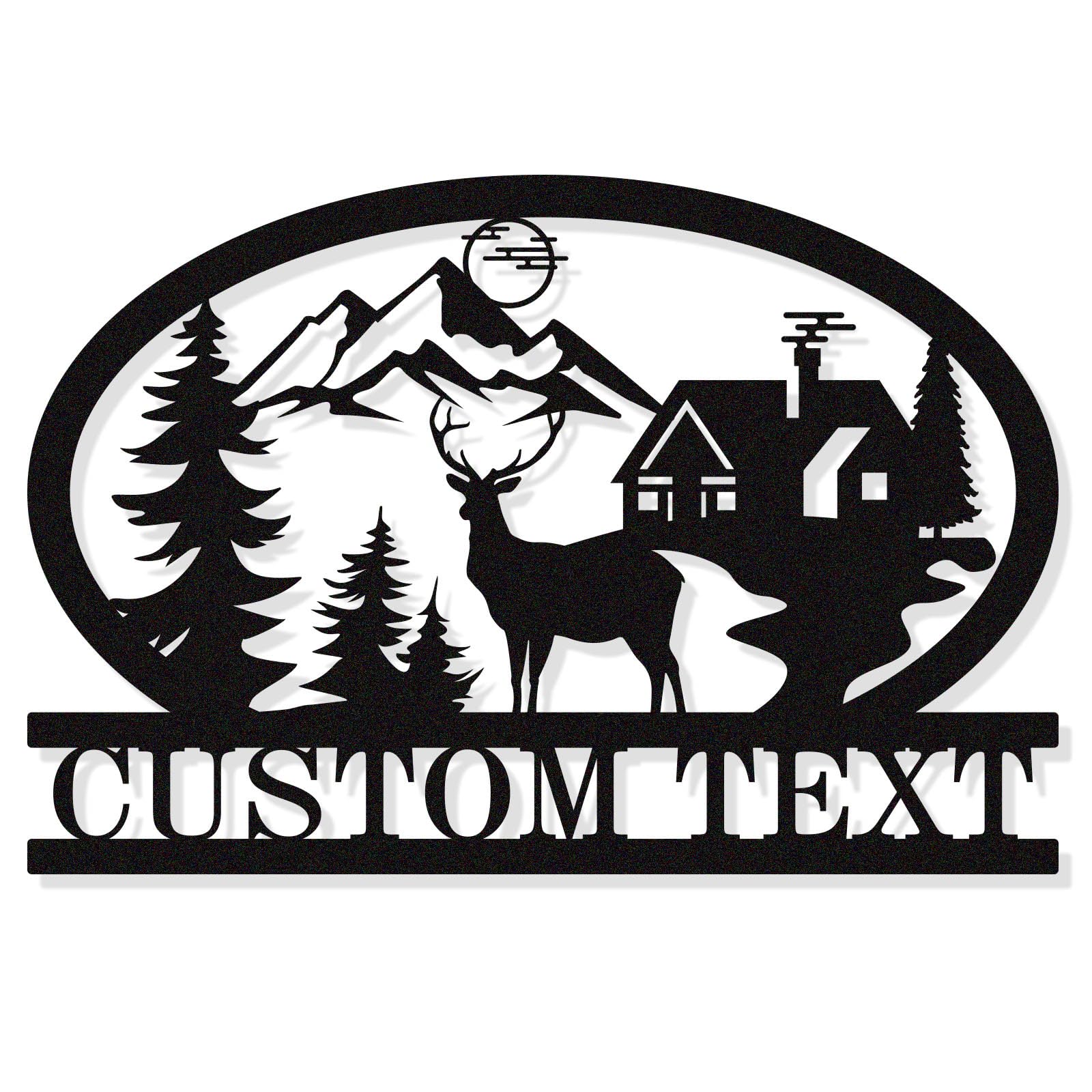 HZDSMSIGN Personalized Deer Metal Cabin Sign | Custom Metal Name Sign | 13" W x 8.8" H