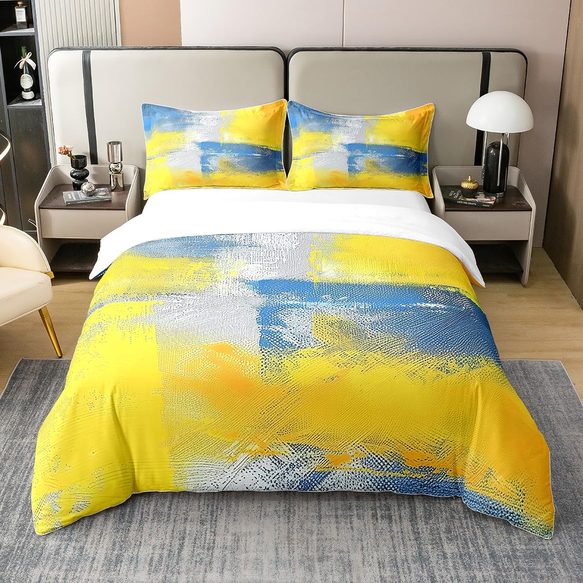 Parure de lit aquarelle 220x240 cm en coton style vintage pour suite parentale
