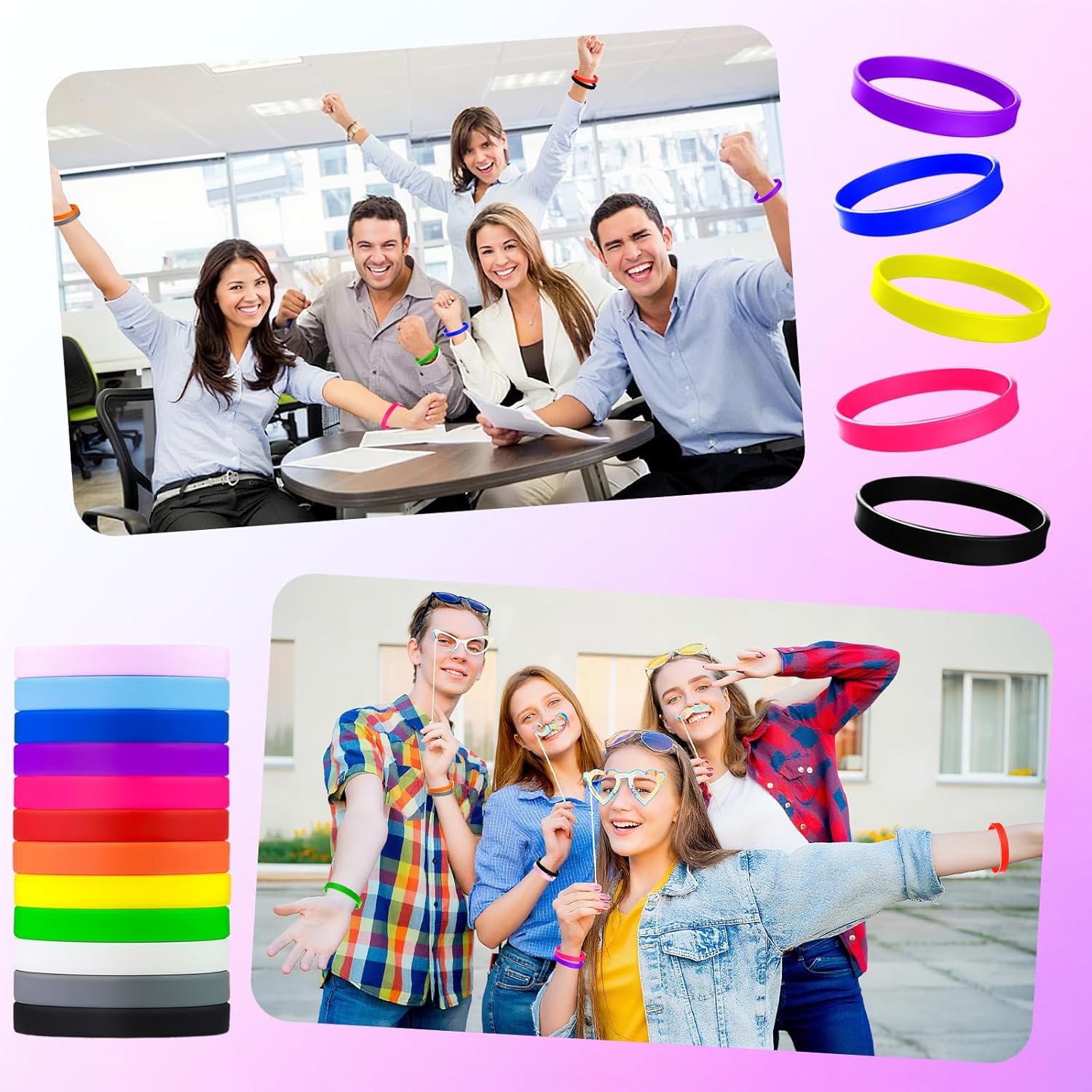 12 Pcs Color Silicone Wristbands Blank,Silicone Wristbands rubber bracelets for Women Men Gifts Teams Party Favors - Image 5