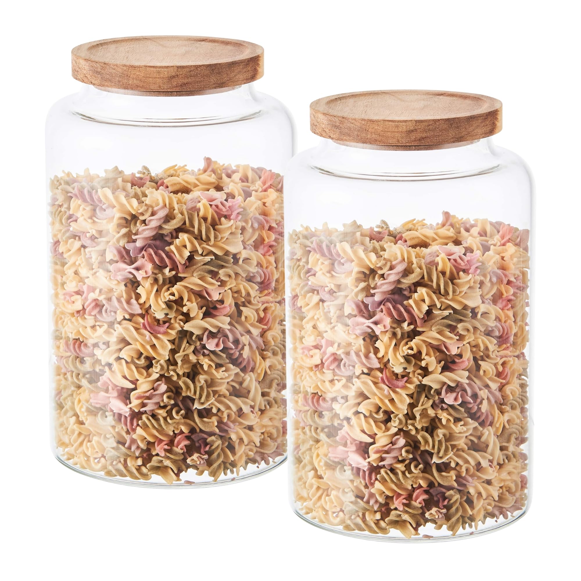 Eden & Willow Large Glass Storage Jar with Airtight Acacia Wooden Lid and | Borosilicate Glass Container for Kitchen Organisation (2, 3L)